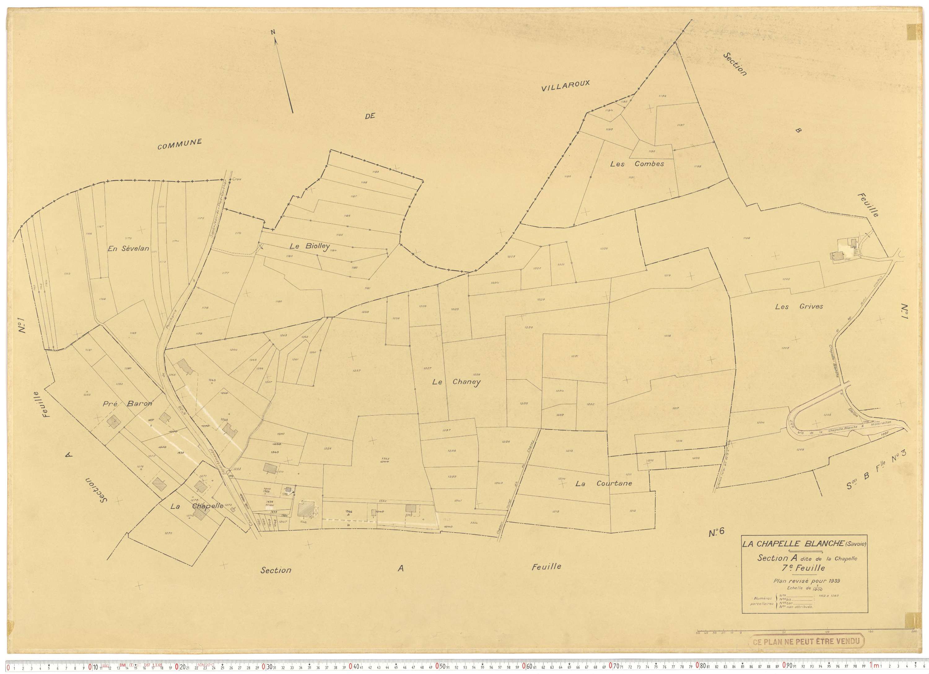 La Chapelle - Plans cadastraux du cadastre rénové en 1939 et mis à jour en 1988.