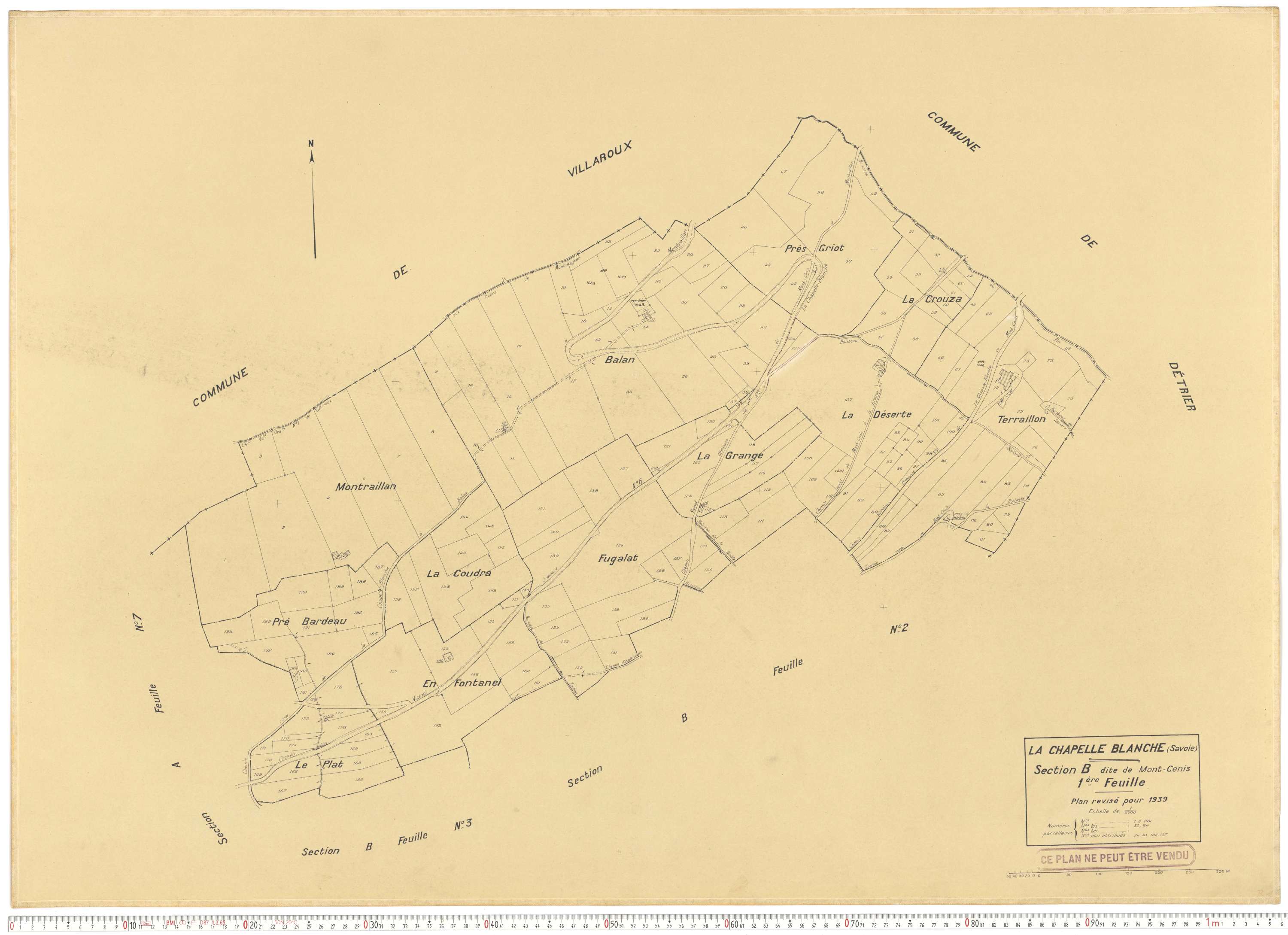 La Chapelle - Plans cadastraux du cadastre rénové en 1939 et mis à jour en 1988.