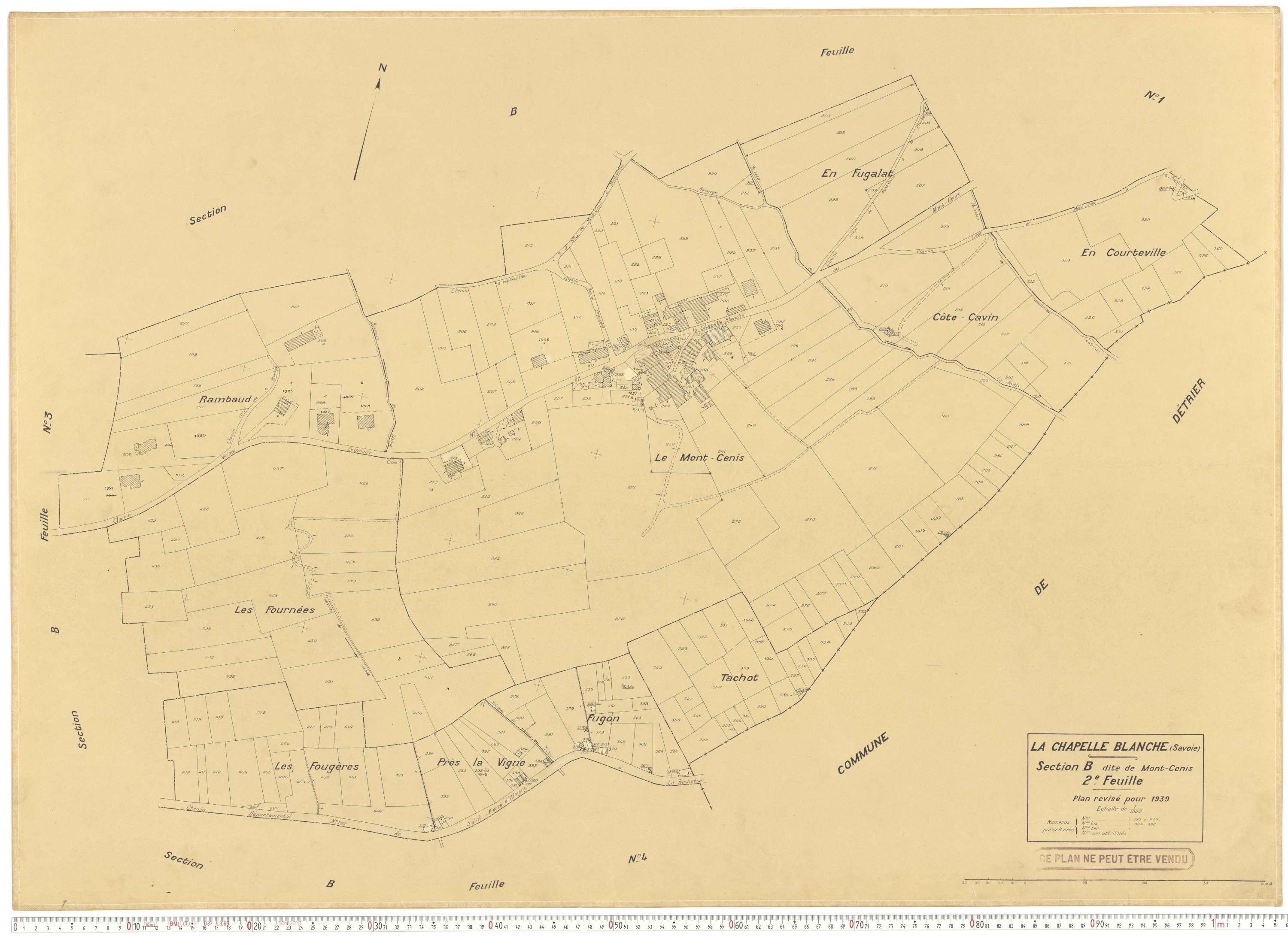 La Chapelle - Plans cadastraux du cadastre rénové en 1939 et mis à jour en 1988.