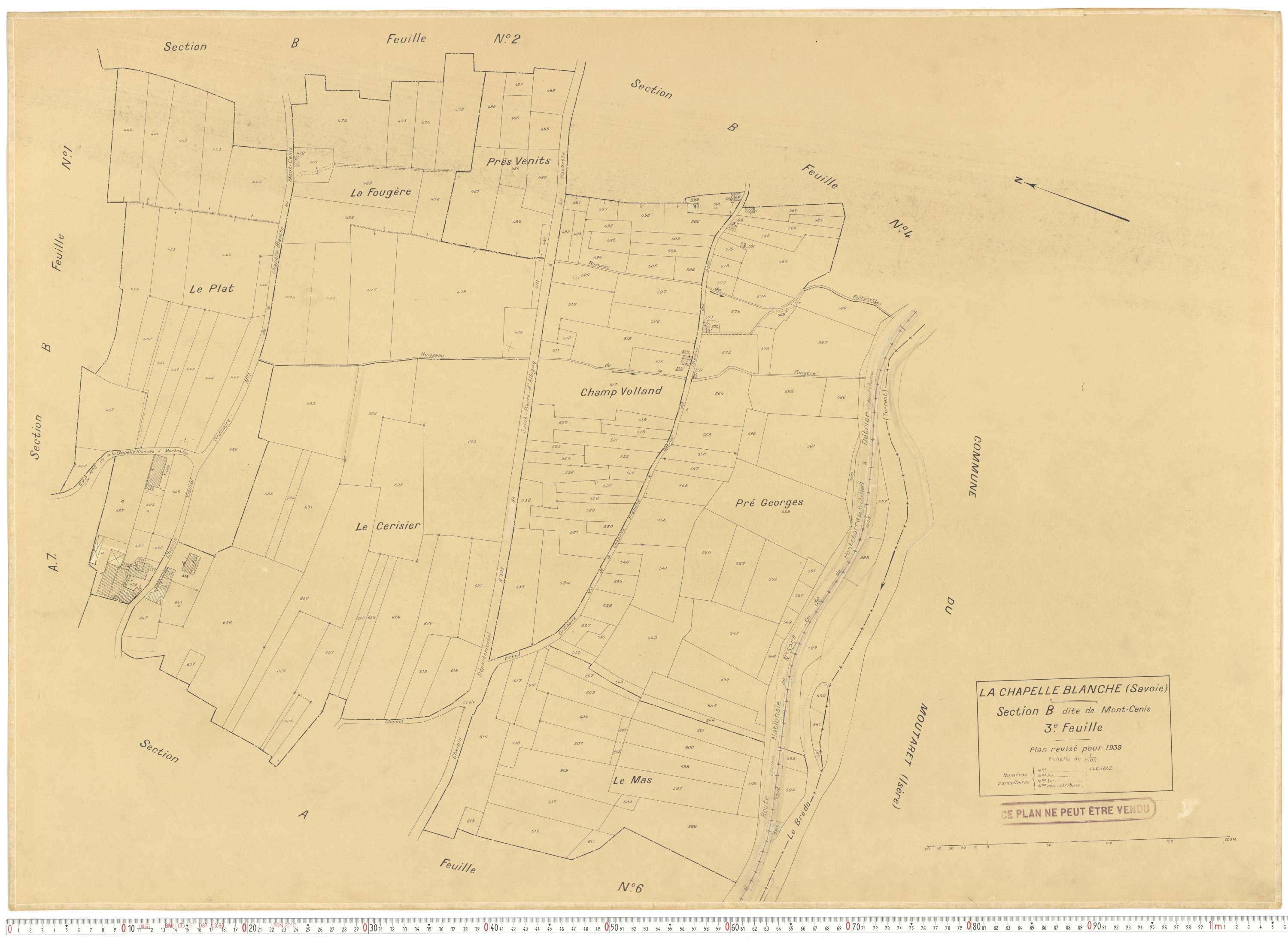 La Chapelle - Plans cadastraux du cadastre rénové en 1939 et mis à jour en 1988.