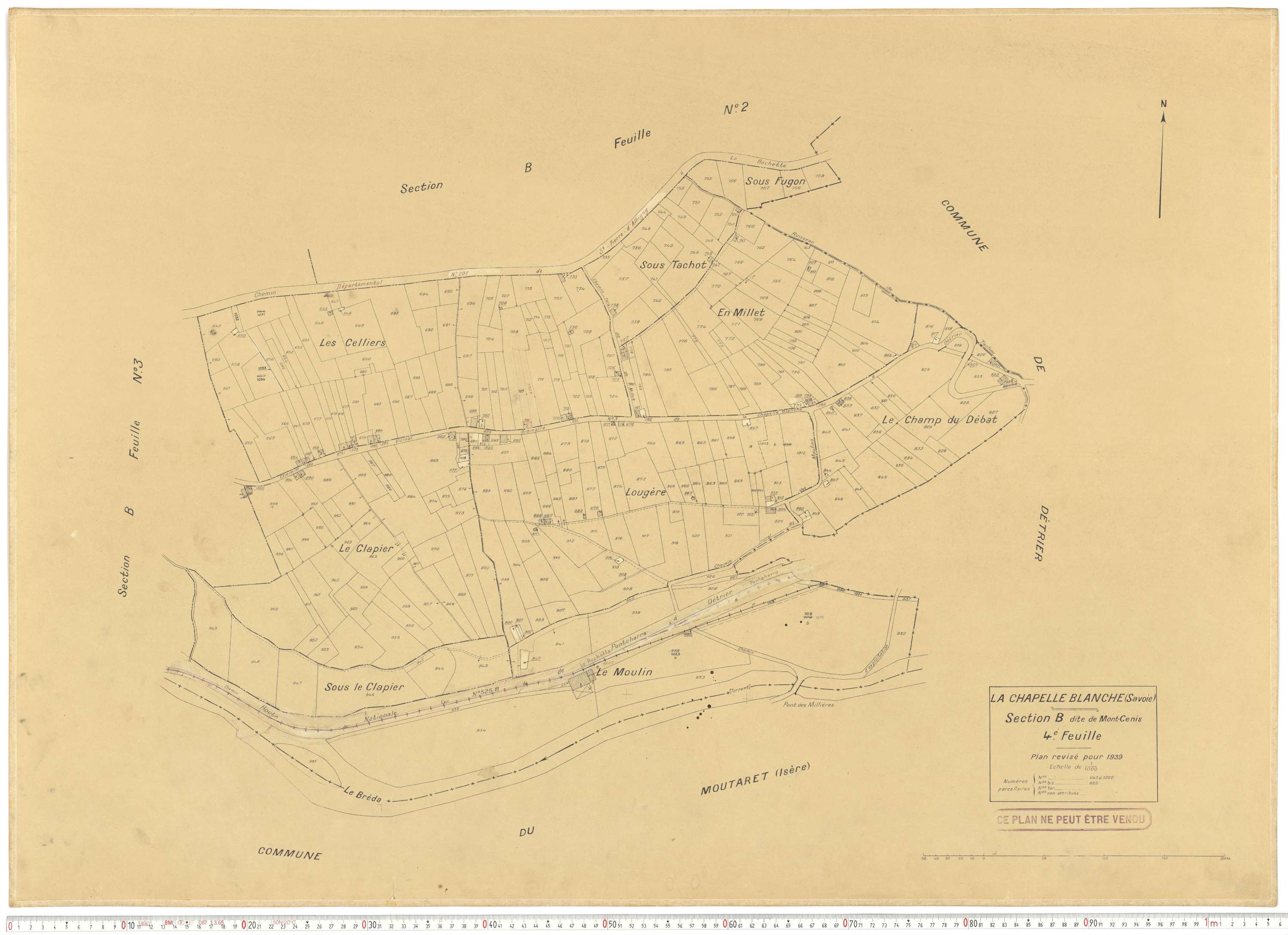 La Chapelle - Plans cadastraux du cadastre rénové en 1939 et mis à jour en 1988.