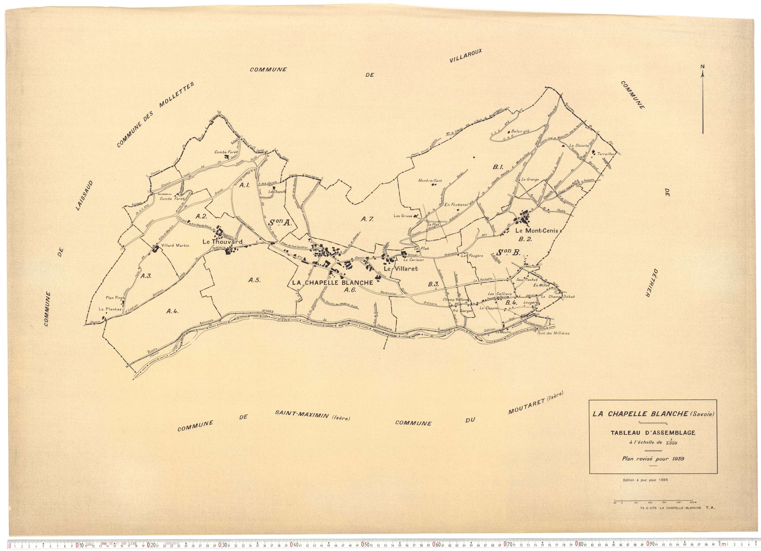 La Chapelle - Plans cadastraux du cadastre rénové en 1939 et mis à jour en 1988.