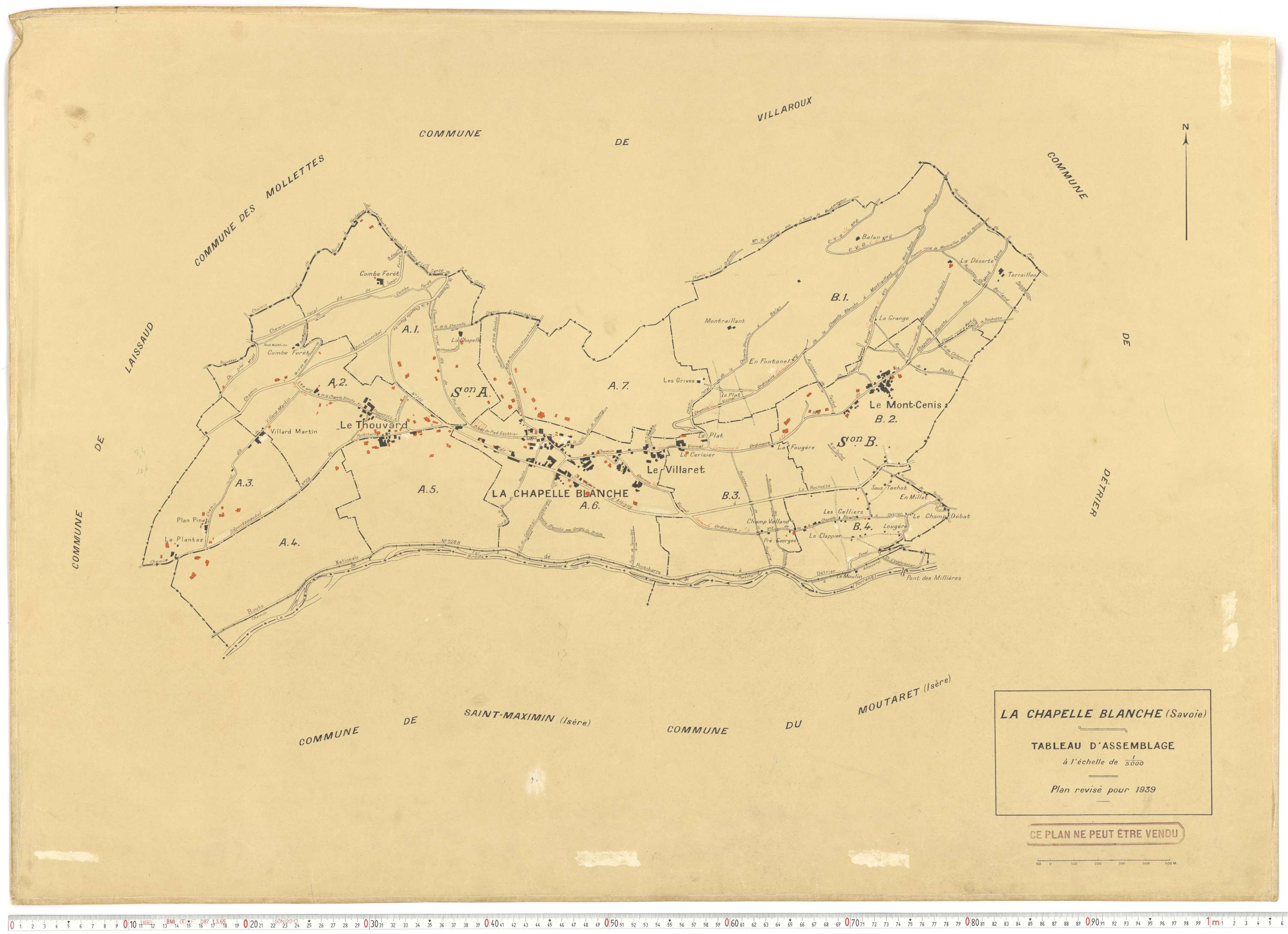 La Chapelle - Plans cadastraux du cadastre rénové en 1939 et mis à jour en 1988.