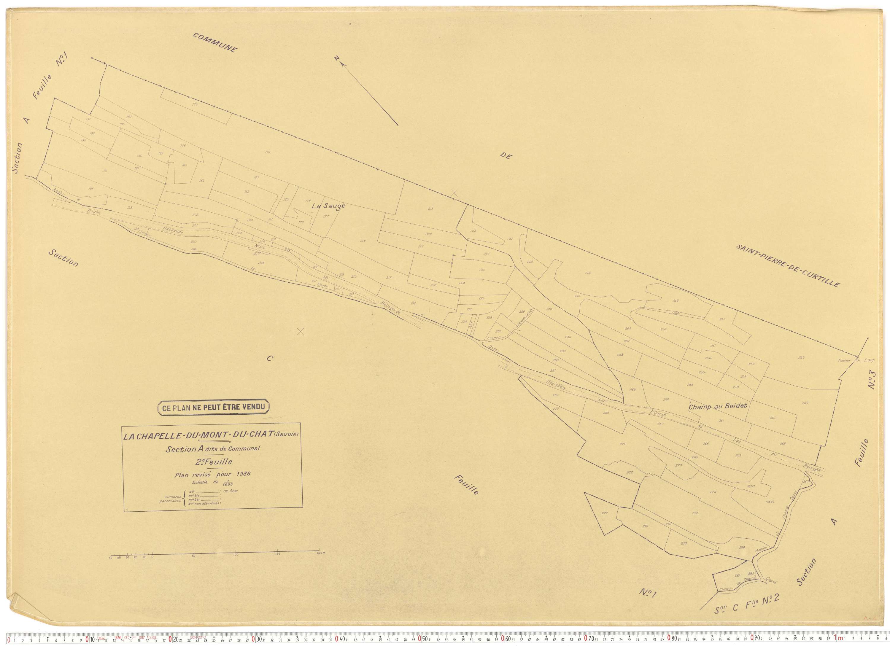 La Chapelle - Plans cadastraux du cadastre rénové en 1936 et mis à jour en 1988.