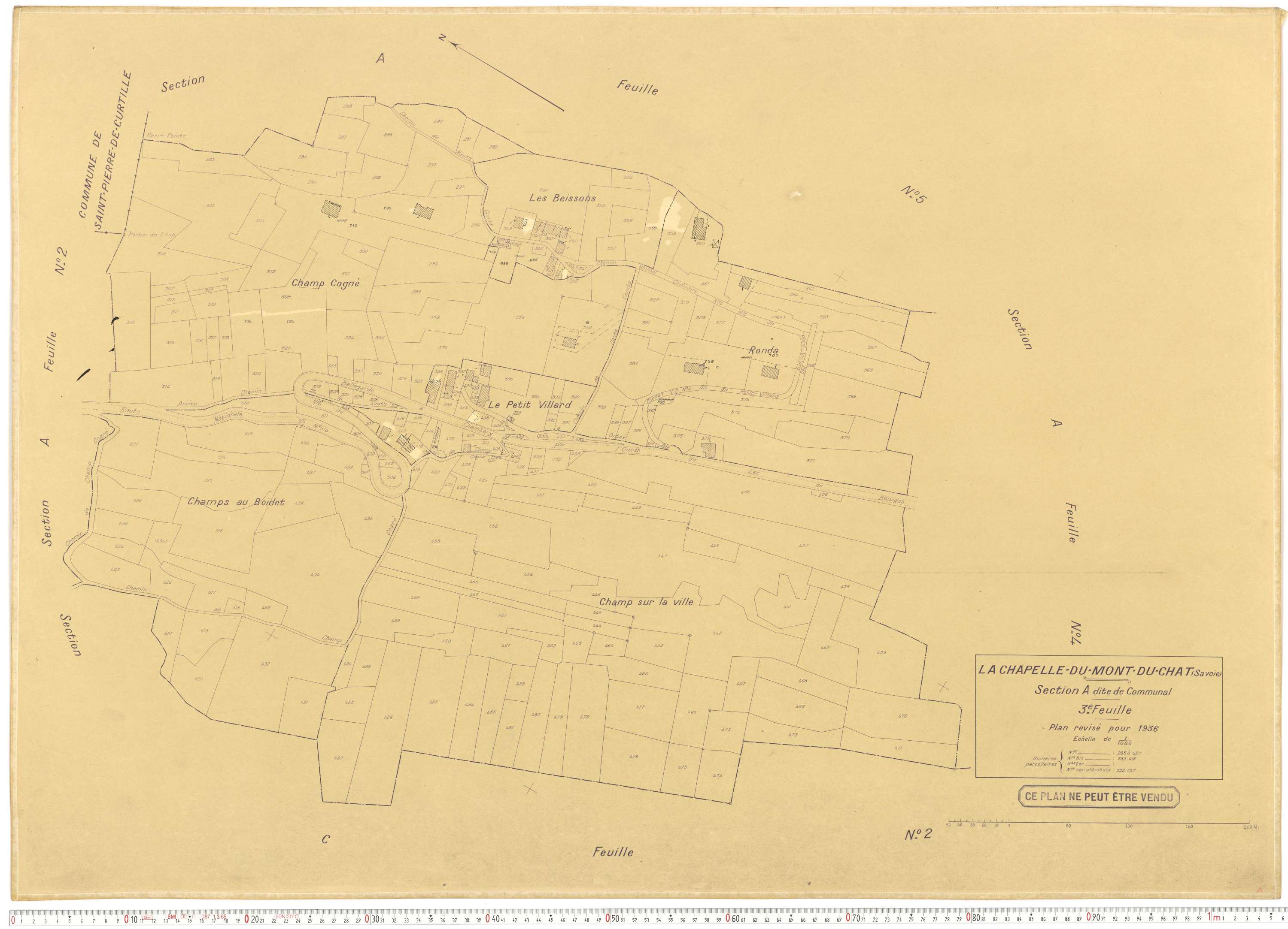 La Chapelle - Plans cadastraux du cadastre rénové en 1936 et mis à jour en 1988.