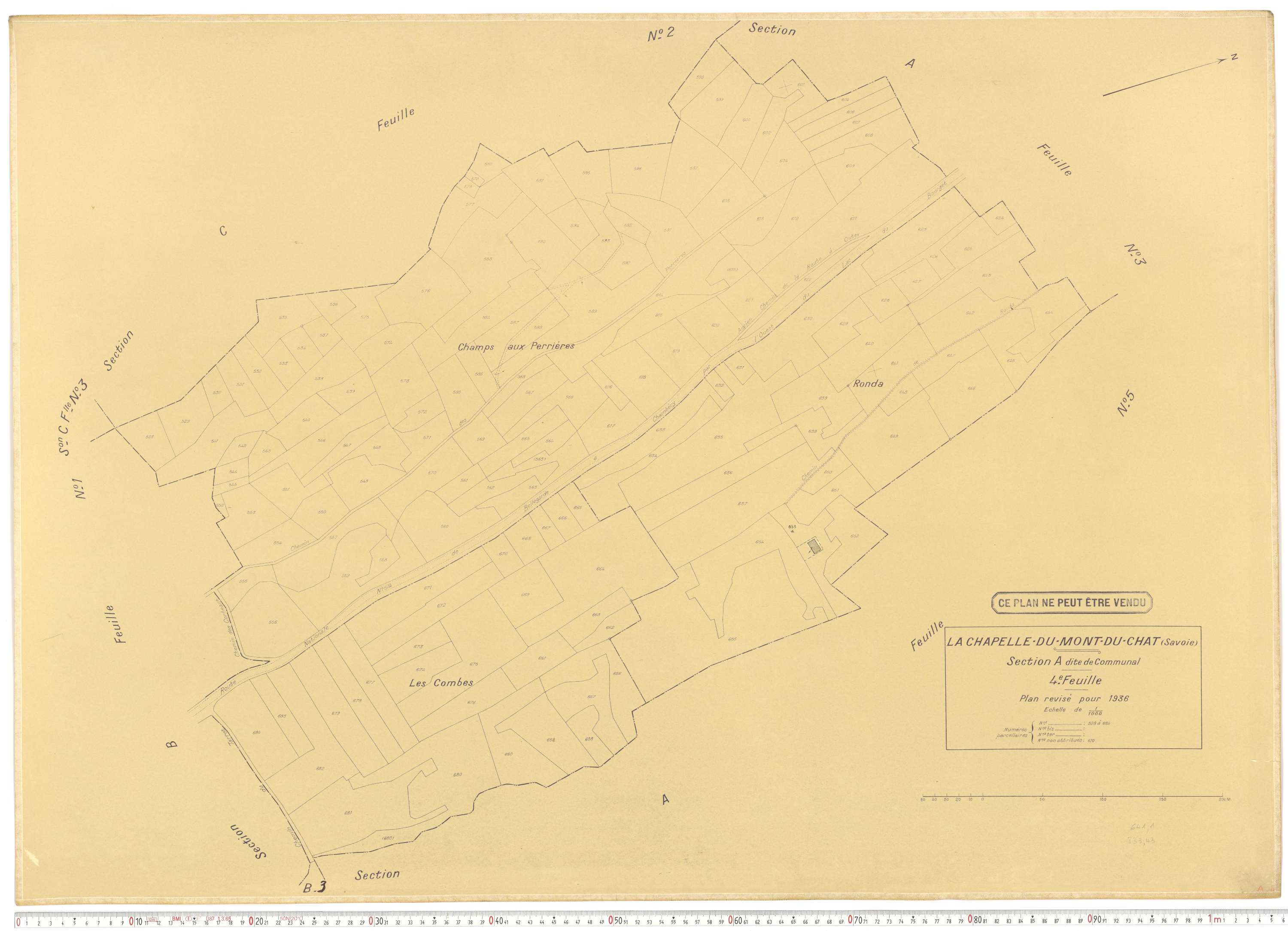 La Chapelle - Plans cadastraux du cadastre rénové en 1936 et mis à jour en 1988.