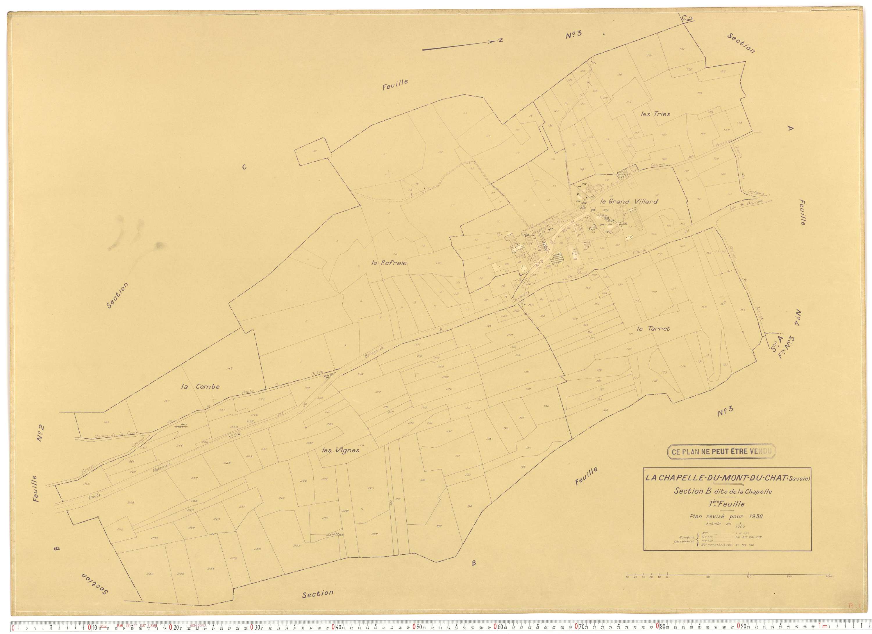 La Chapelle - Plans cadastraux du cadastre rénové en 1936 et mis à jour en 1988.