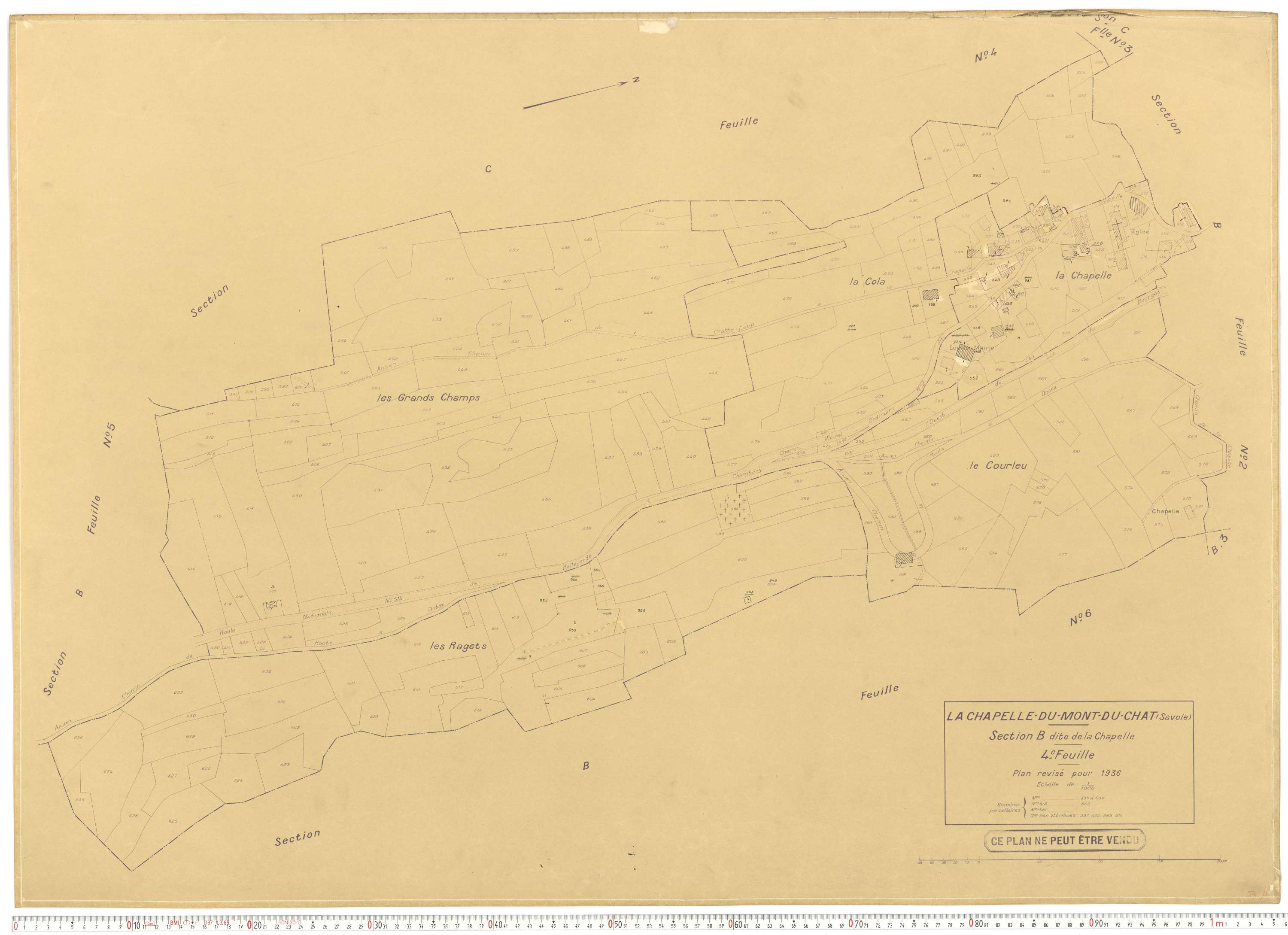 La Chapelle - Plans cadastraux du cadastre rénové en 1936 et mis à jour en 1988.