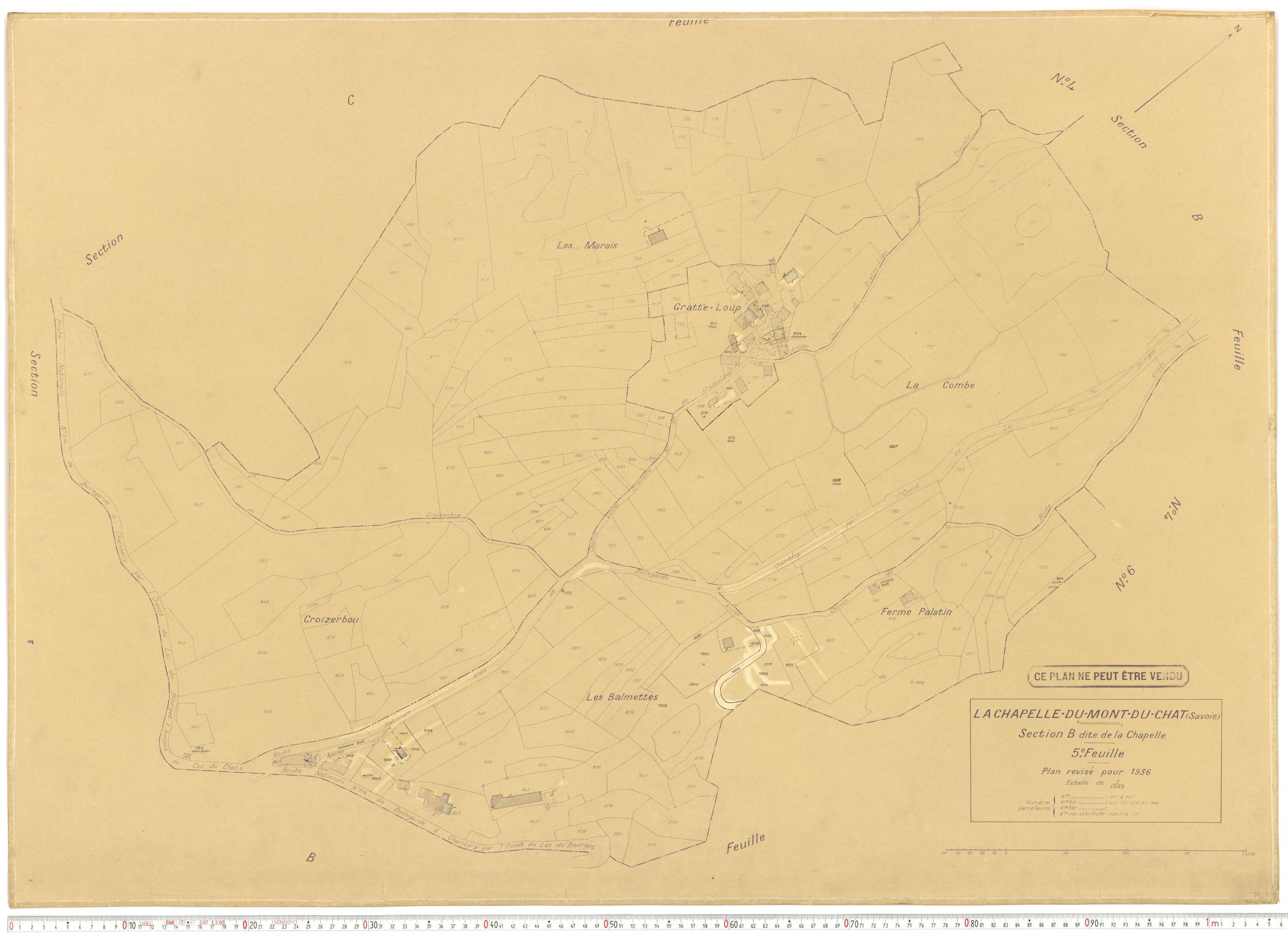 La Chapelle - Plans cadastraux du cadastre rénové en 1936 et mis à jour en 1988.