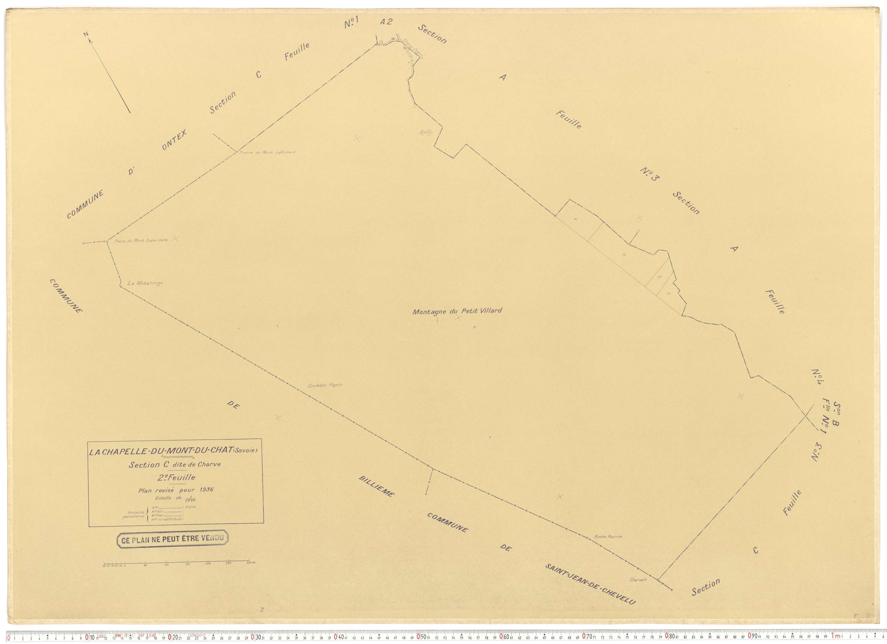 La Chapelle - Plans cadastraux du cadastre rénové en 1936 et mis à jour en 1988.