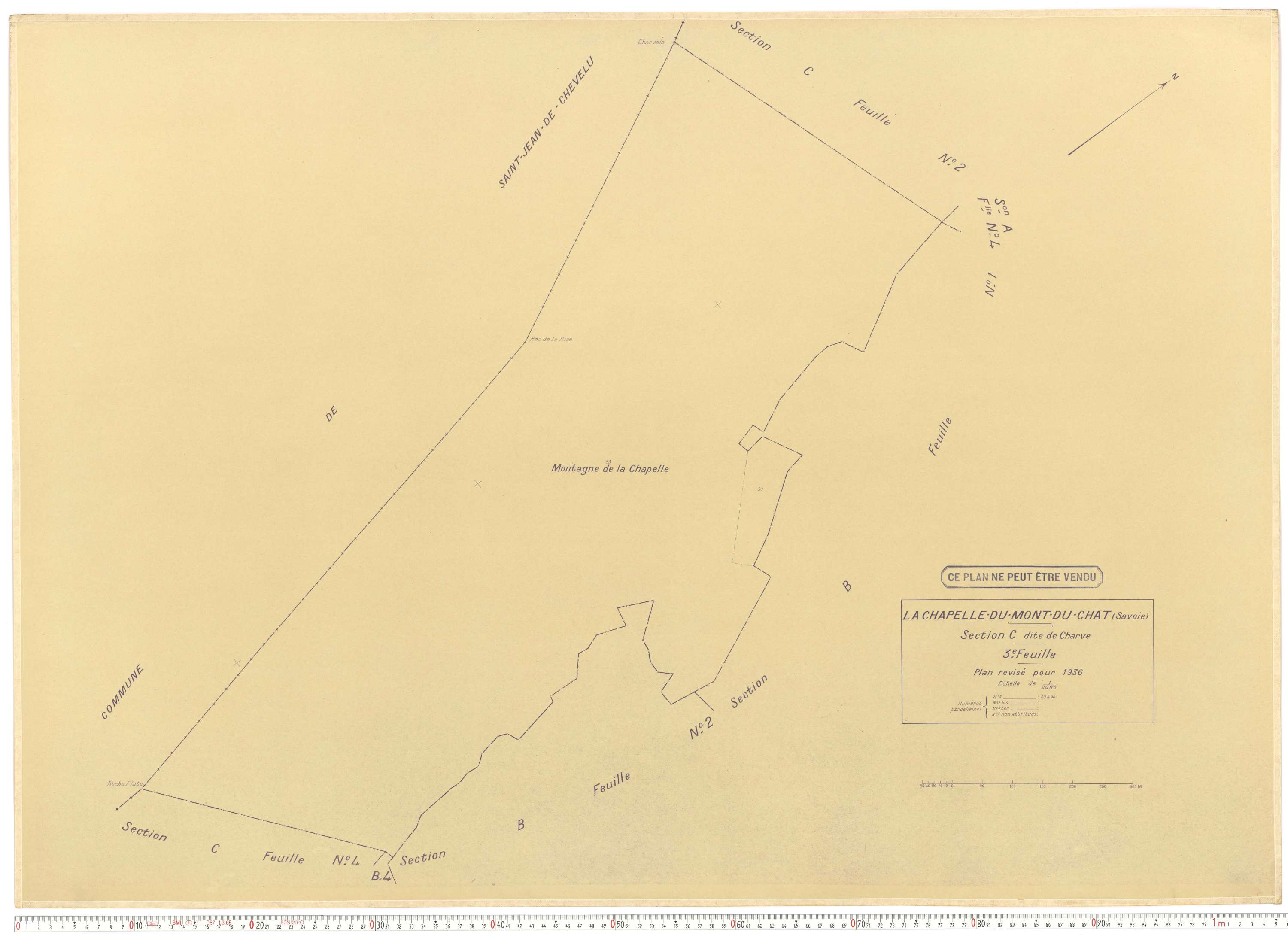 La Chapelle - Plans cadastraux du cadastre rénové en 1936 et mis à jour en 1988.