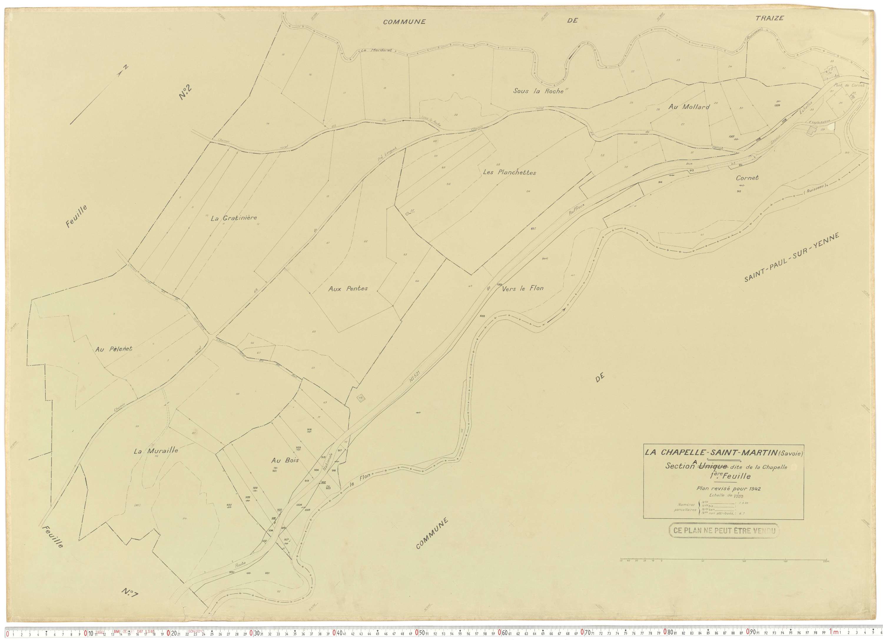 La Chapelle - Plans cadastraux du cadastre rénové en 1942 et mis à jour en 1988.