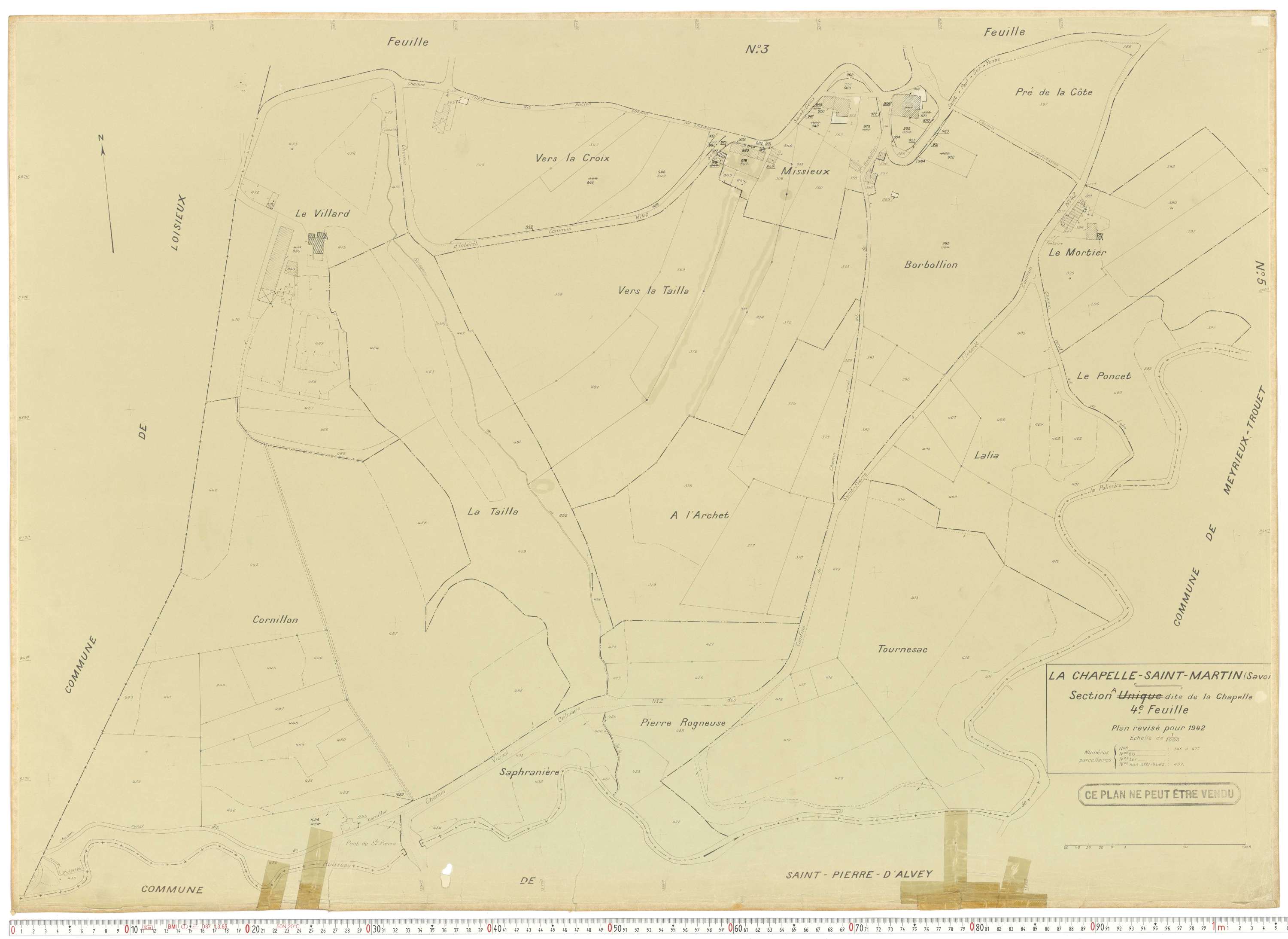 La Chapelle - Plans cadastraux du cadastre rénové en 1942 et mis à jour en 1988.