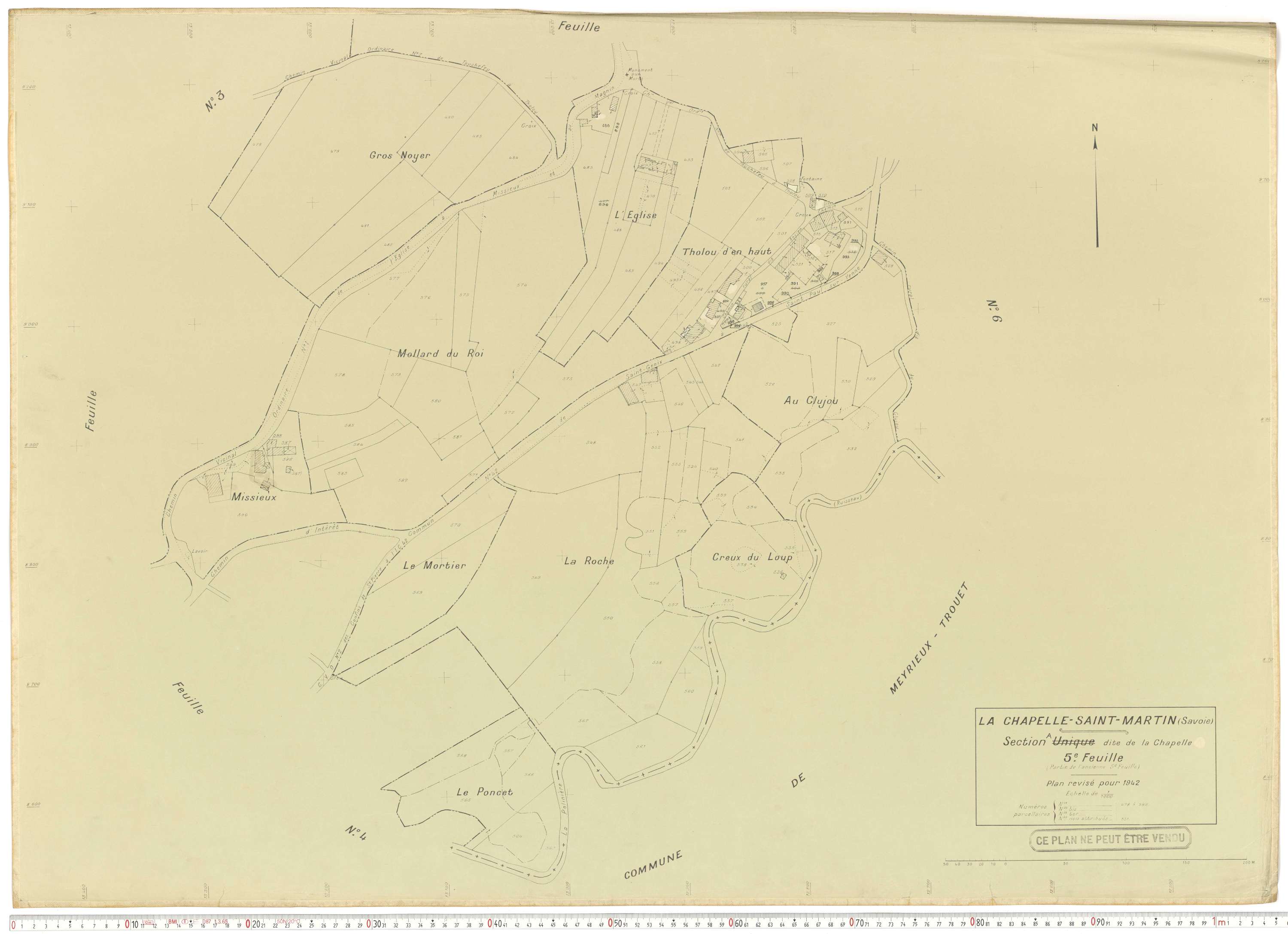 La Chapelle - Plans cadastraux du cadastre rénové en 1942 et mis à jour en 1988.