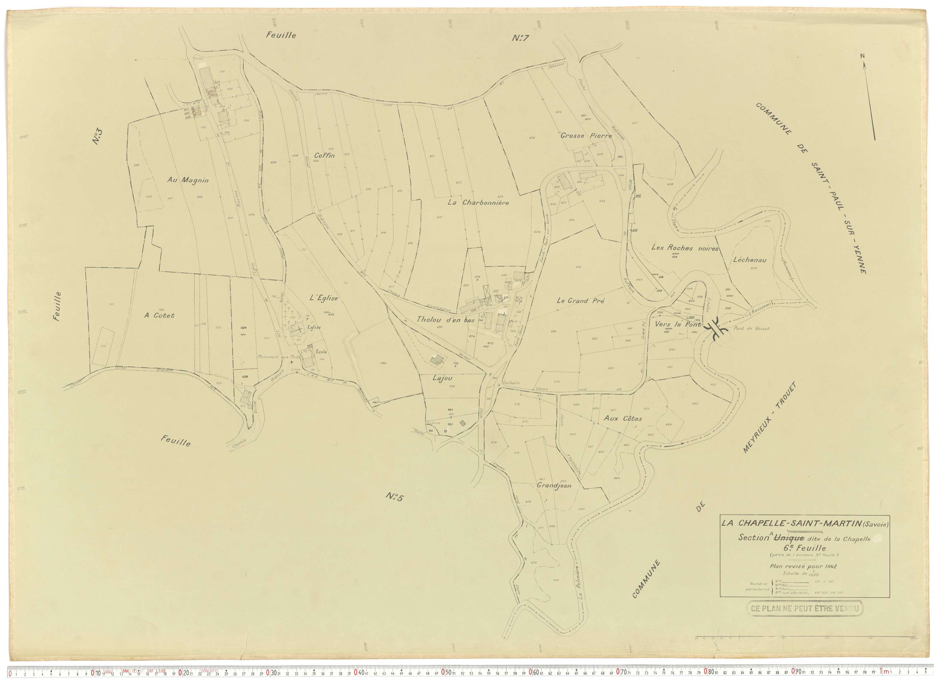 La Chapelle - Plans cadastraux du cadastre rénové en 1942 et mis à jour en 1988.