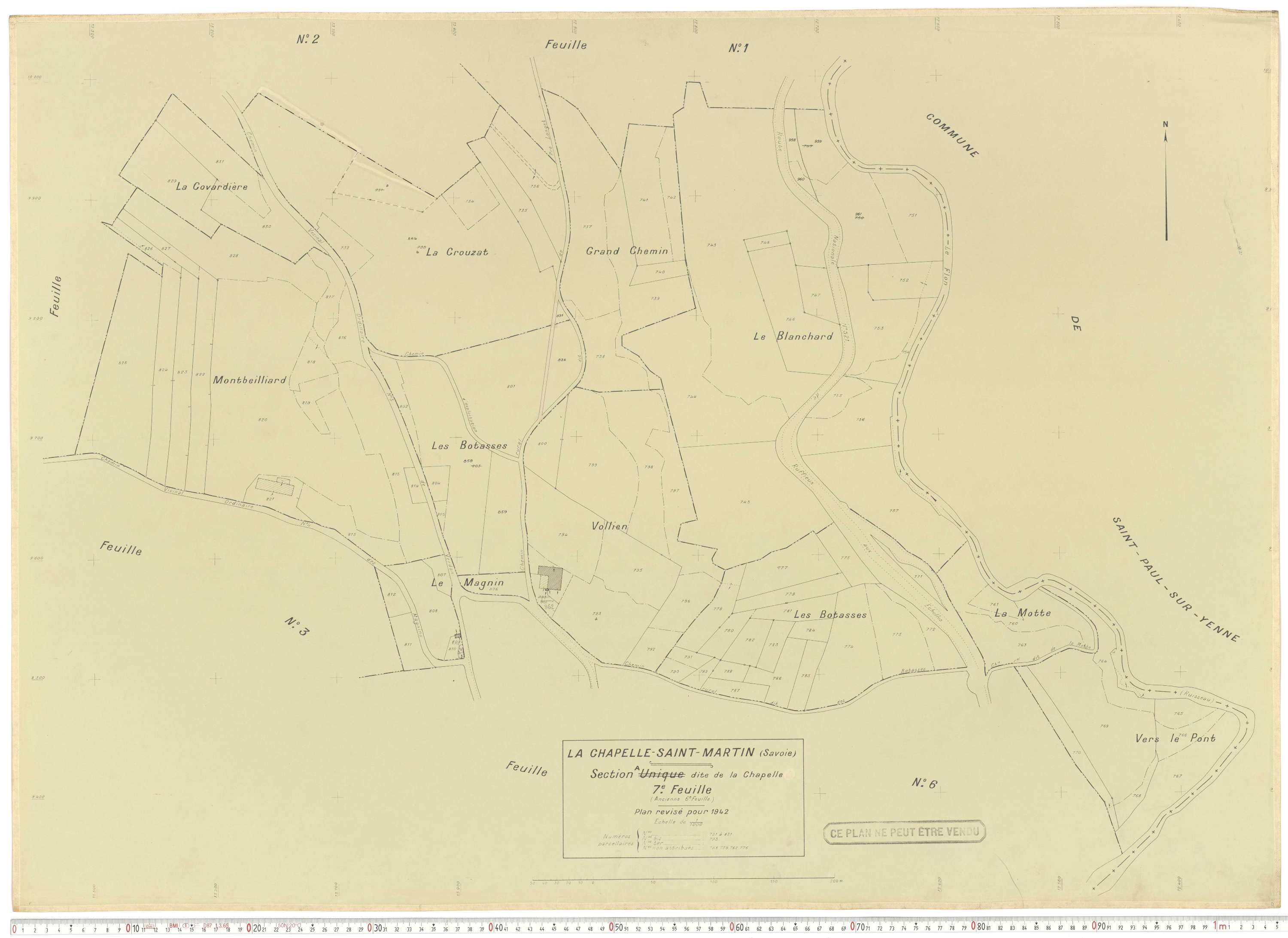 La Chapelle - Plans cadastraux du cadastre rénové en 1942 et mis à jour en 1988.