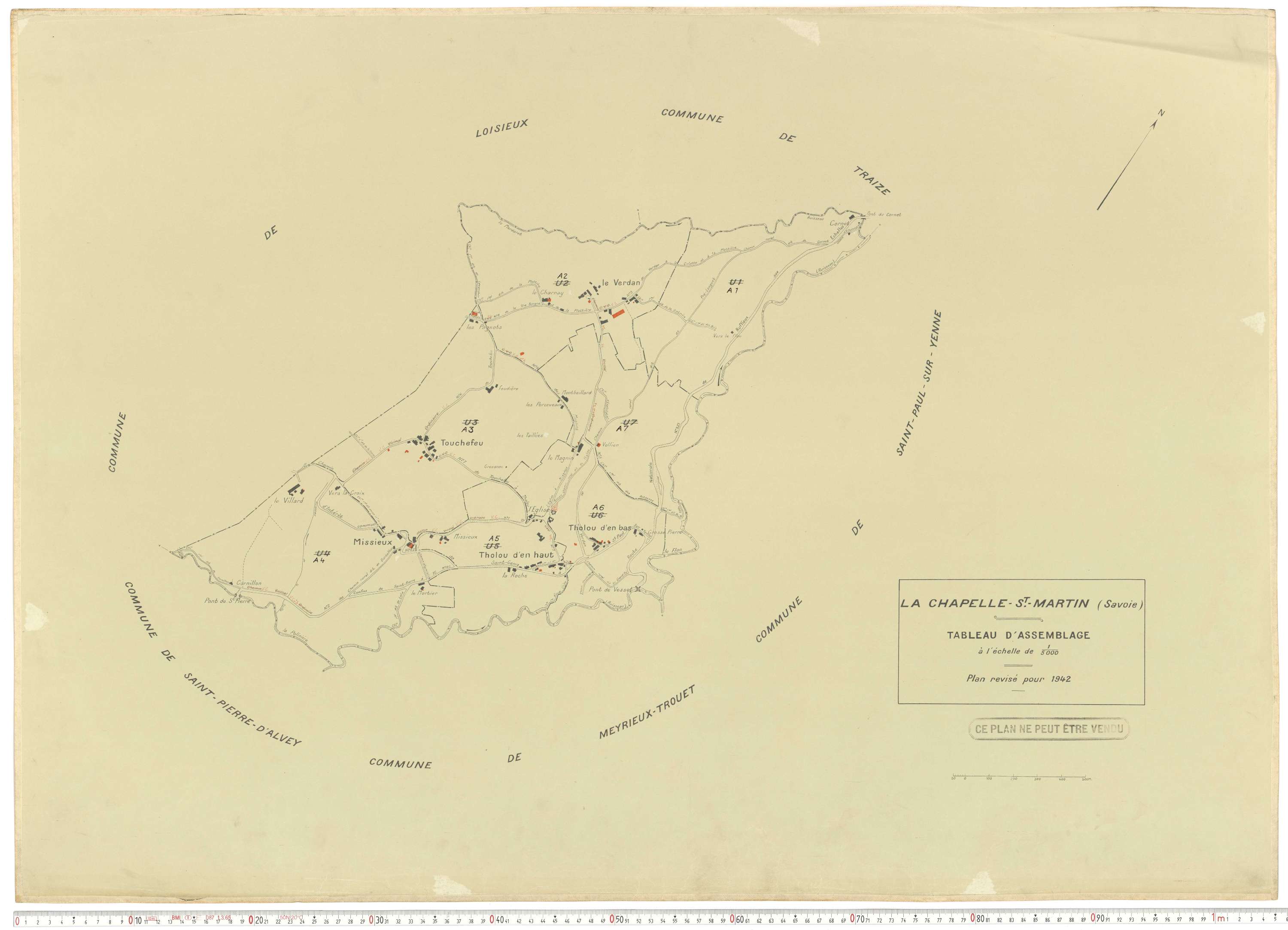 La Chapelle - Plans cadastraux du cadastre rénové en 1942 et mis à jour en 1988.