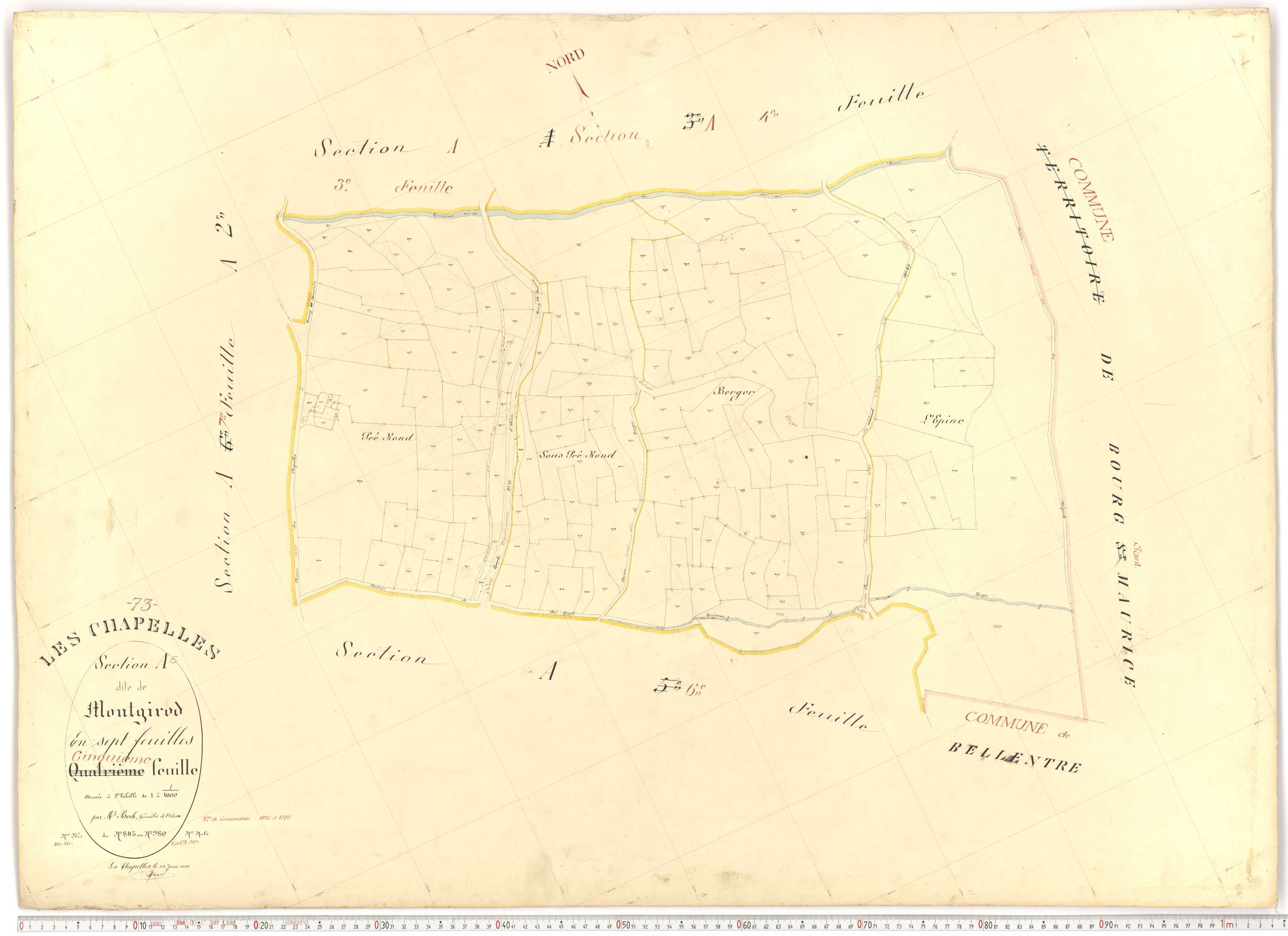 Chapelles - Plans cadastraux du premier cadastre français.
