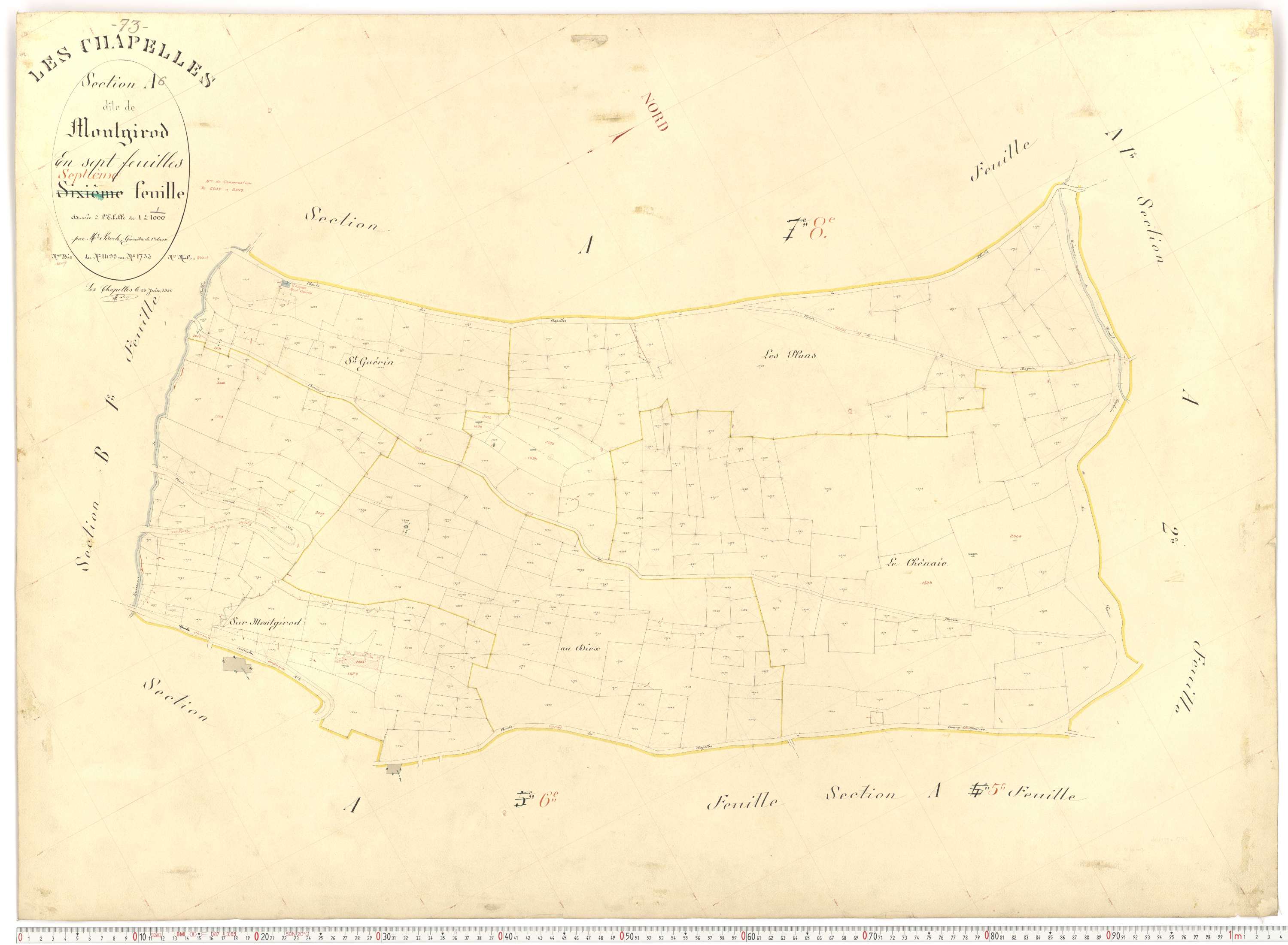 Chapelles - Plans cadastraux du premier cadastre français.