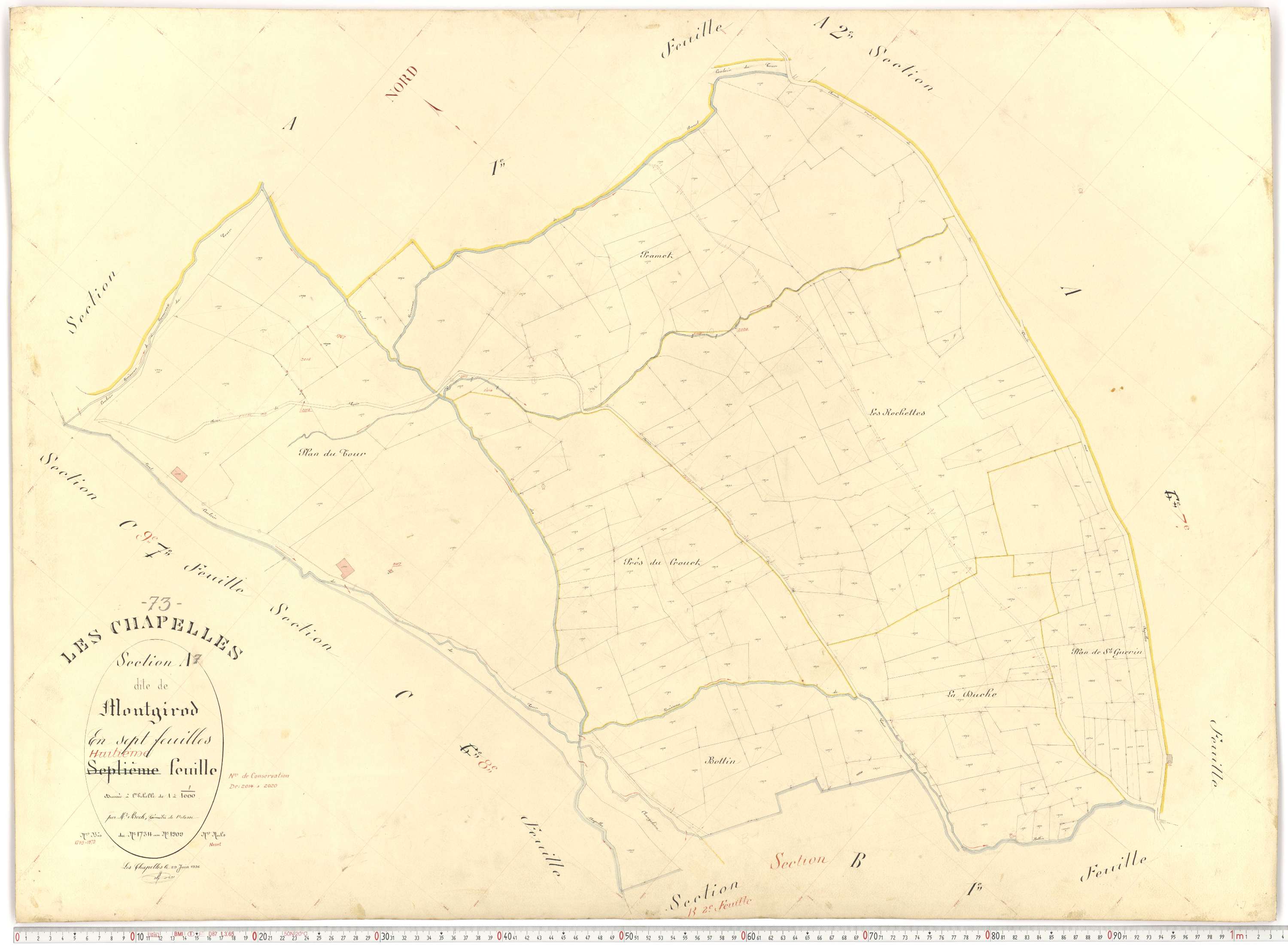 Chapelles - Plans cadastraux du premier cadastre français.