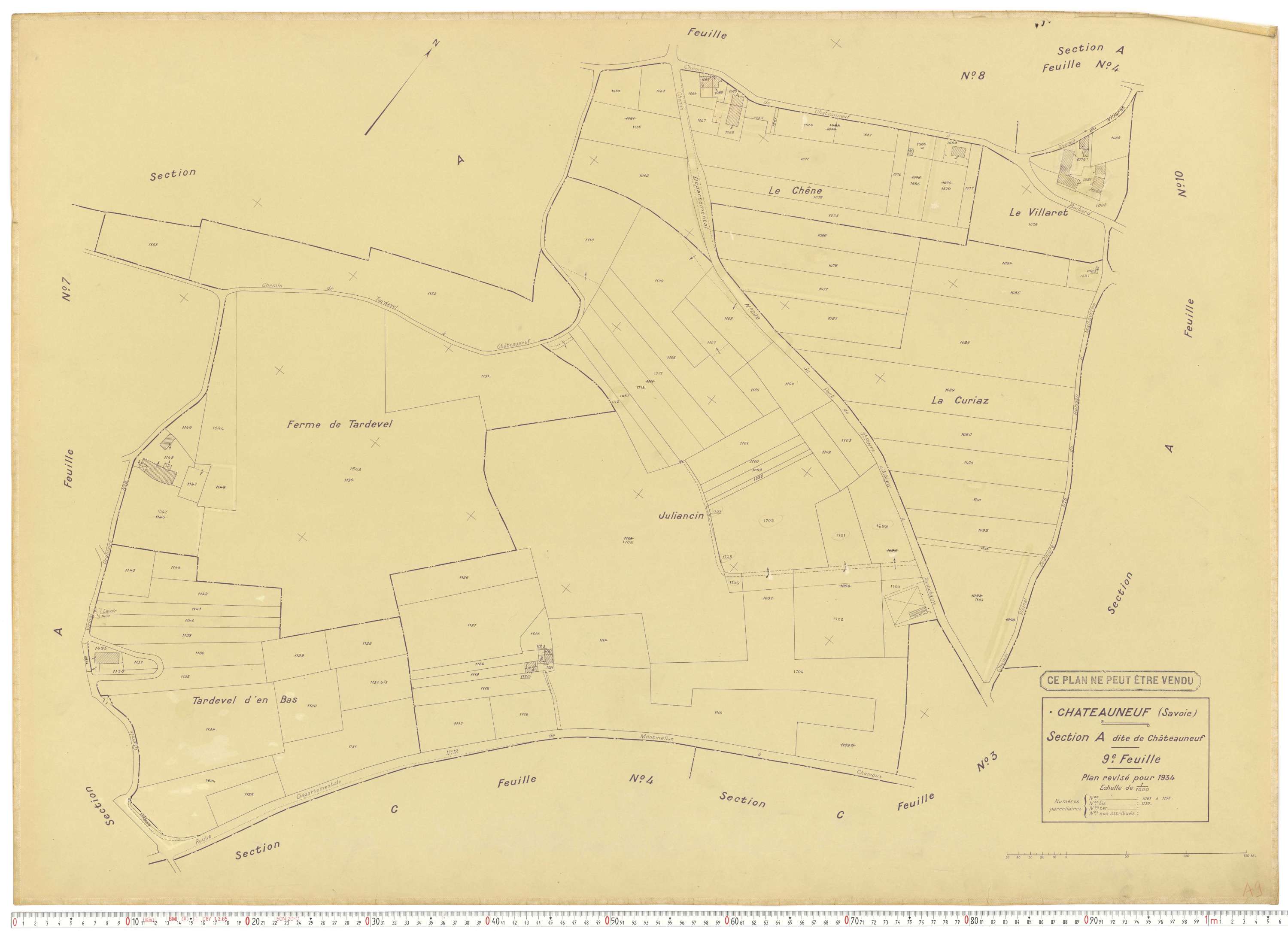 Châteauneuf - Cadastre rénové (1934).