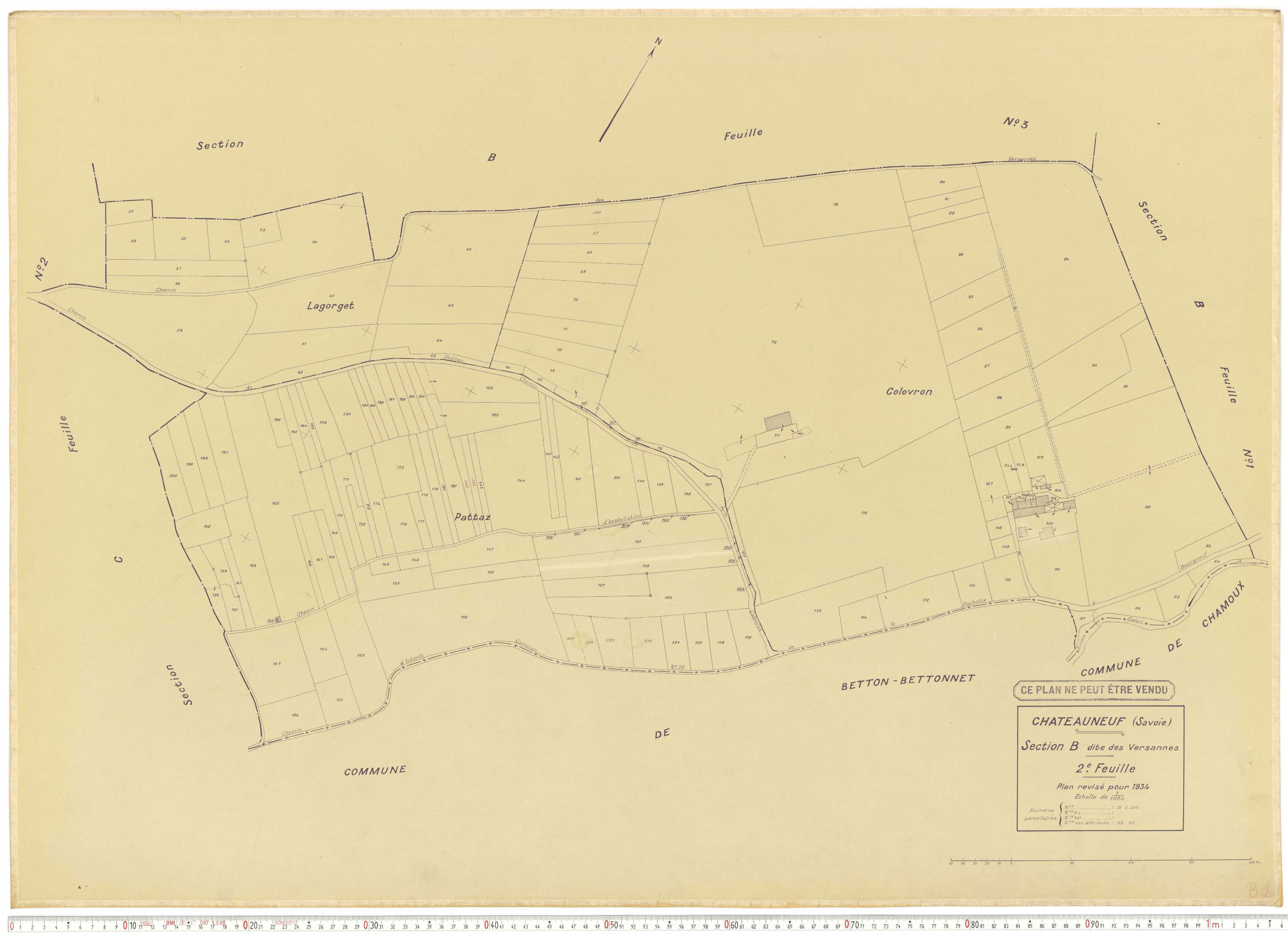 Châteauneuf - Cadastre rénové (1934).