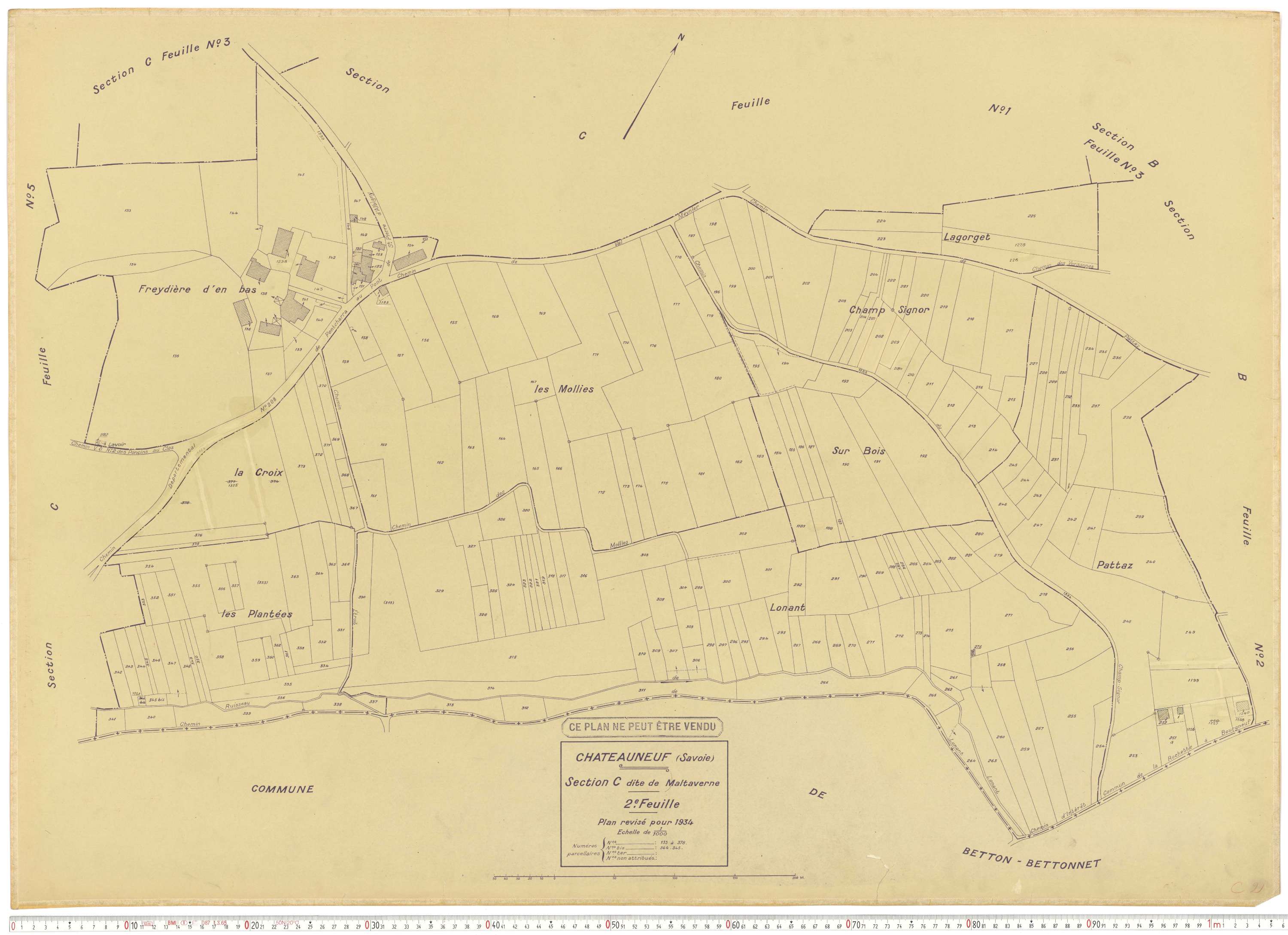 Châteauneuf - Cadastre rénové (1934).