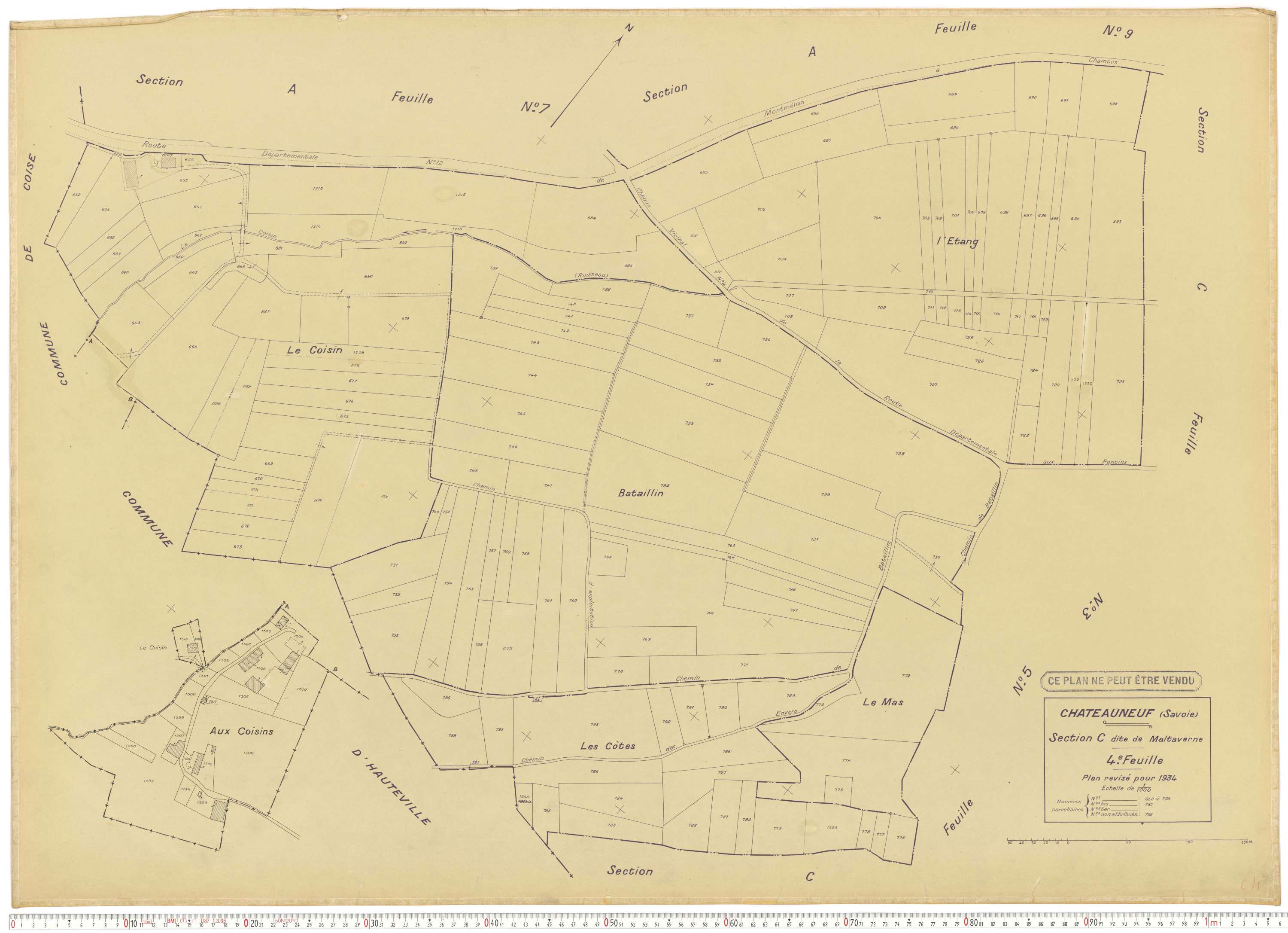 Châteauneuf - Cadastre rénové (1934).