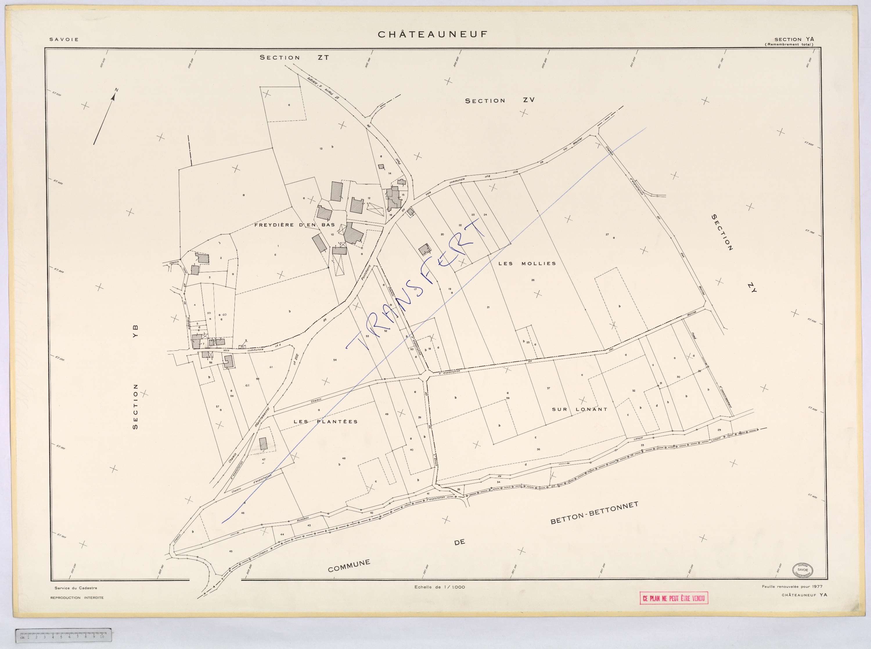 Châteauneuf - Cadastre remembré, version définitive (1977).