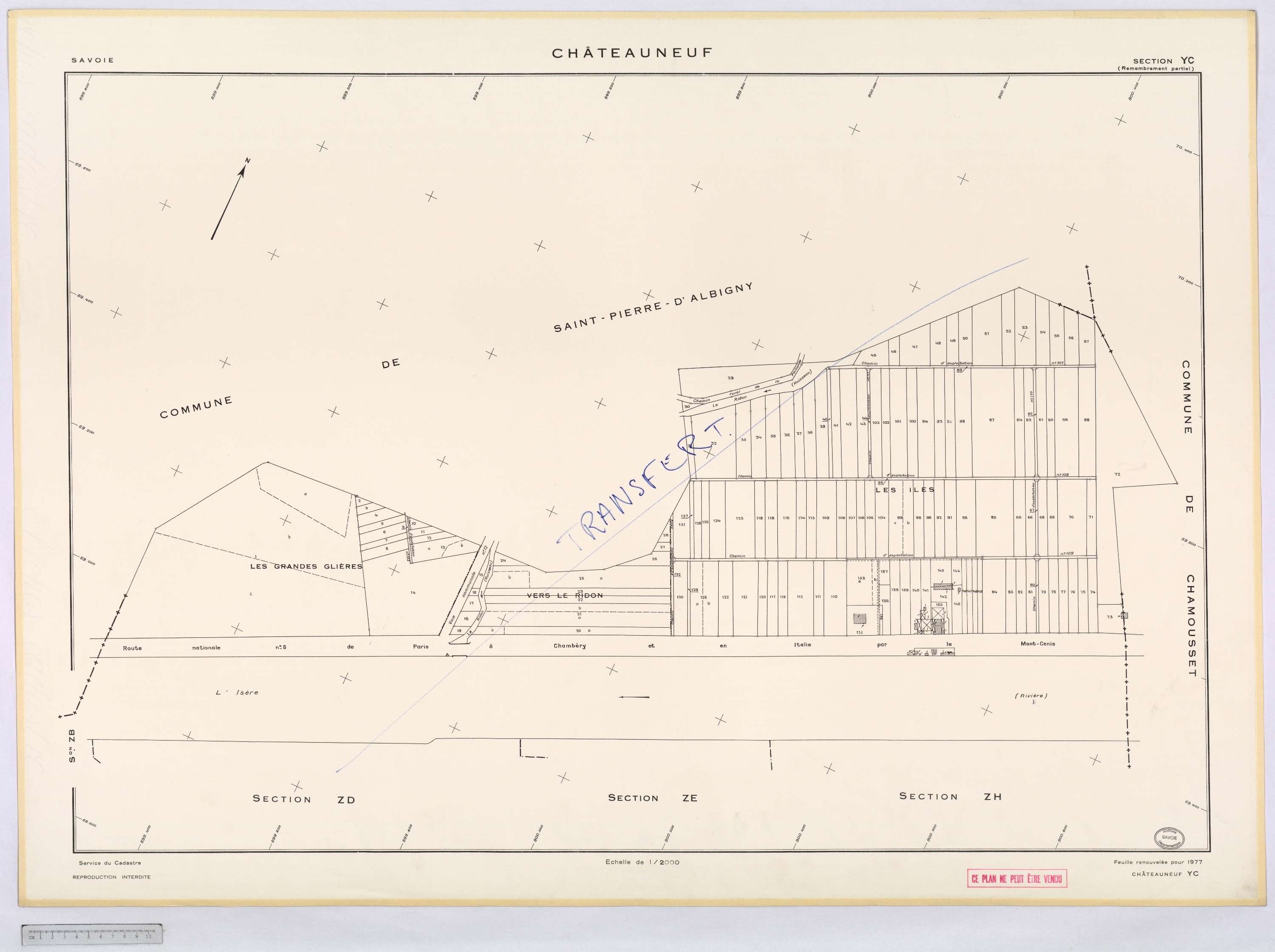 Châteauneuf - Cadastre remembré, version définitive (1977).