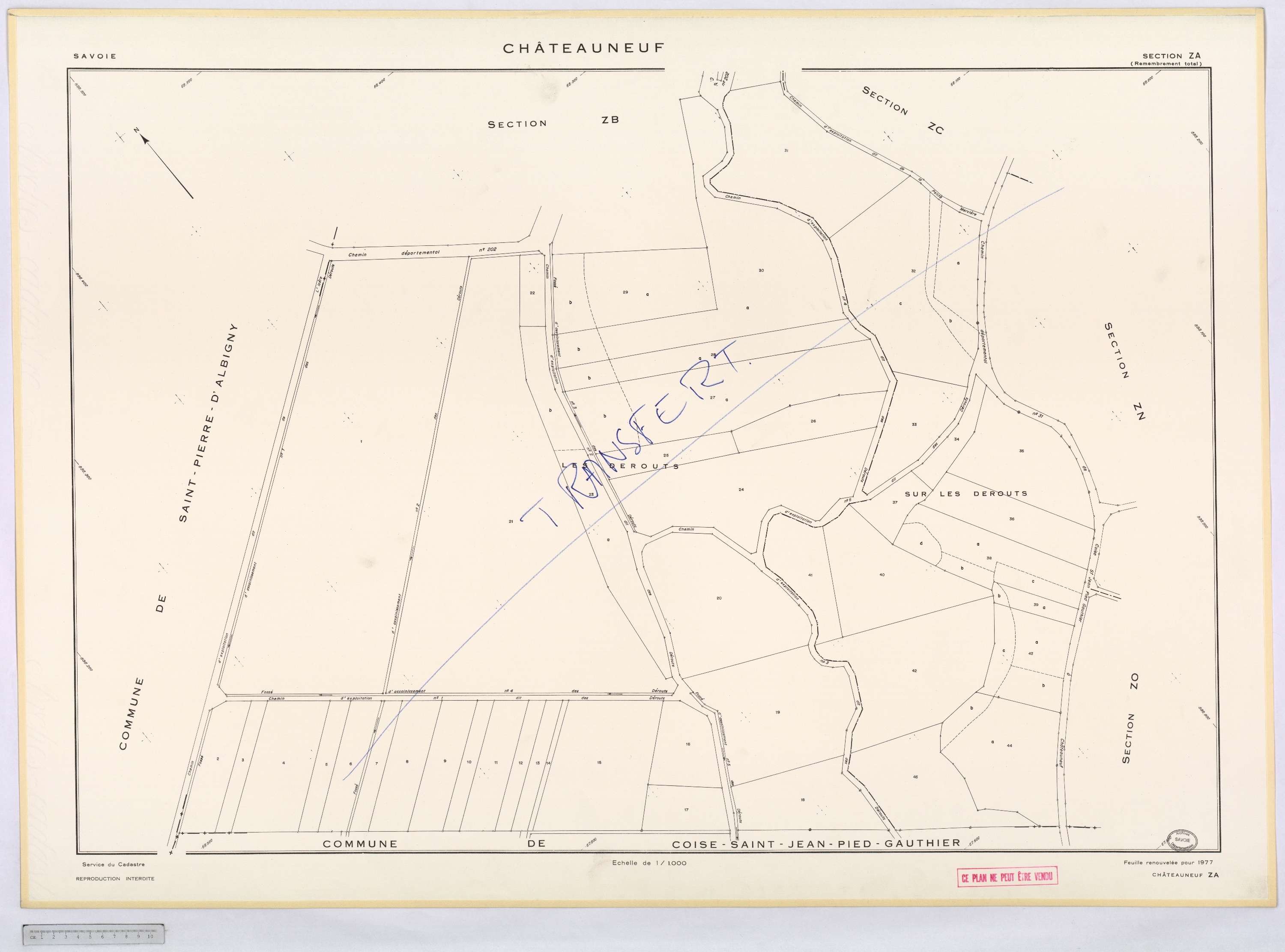 Châteauneuf - Cadastre remembré, version définitive (1977).