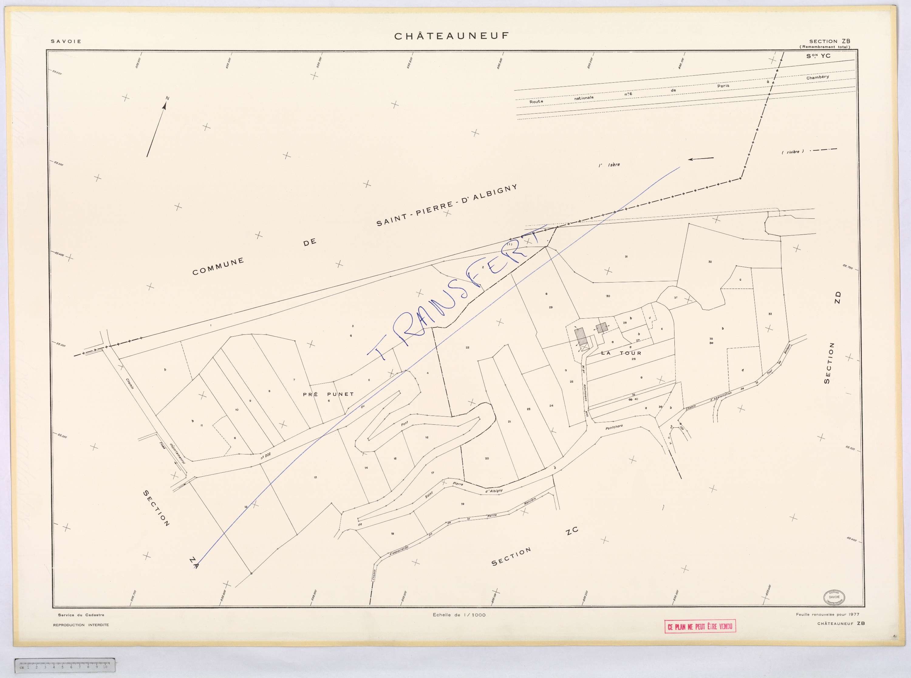 Châteauneuf - Cadastre remembré, version définitive (1977).