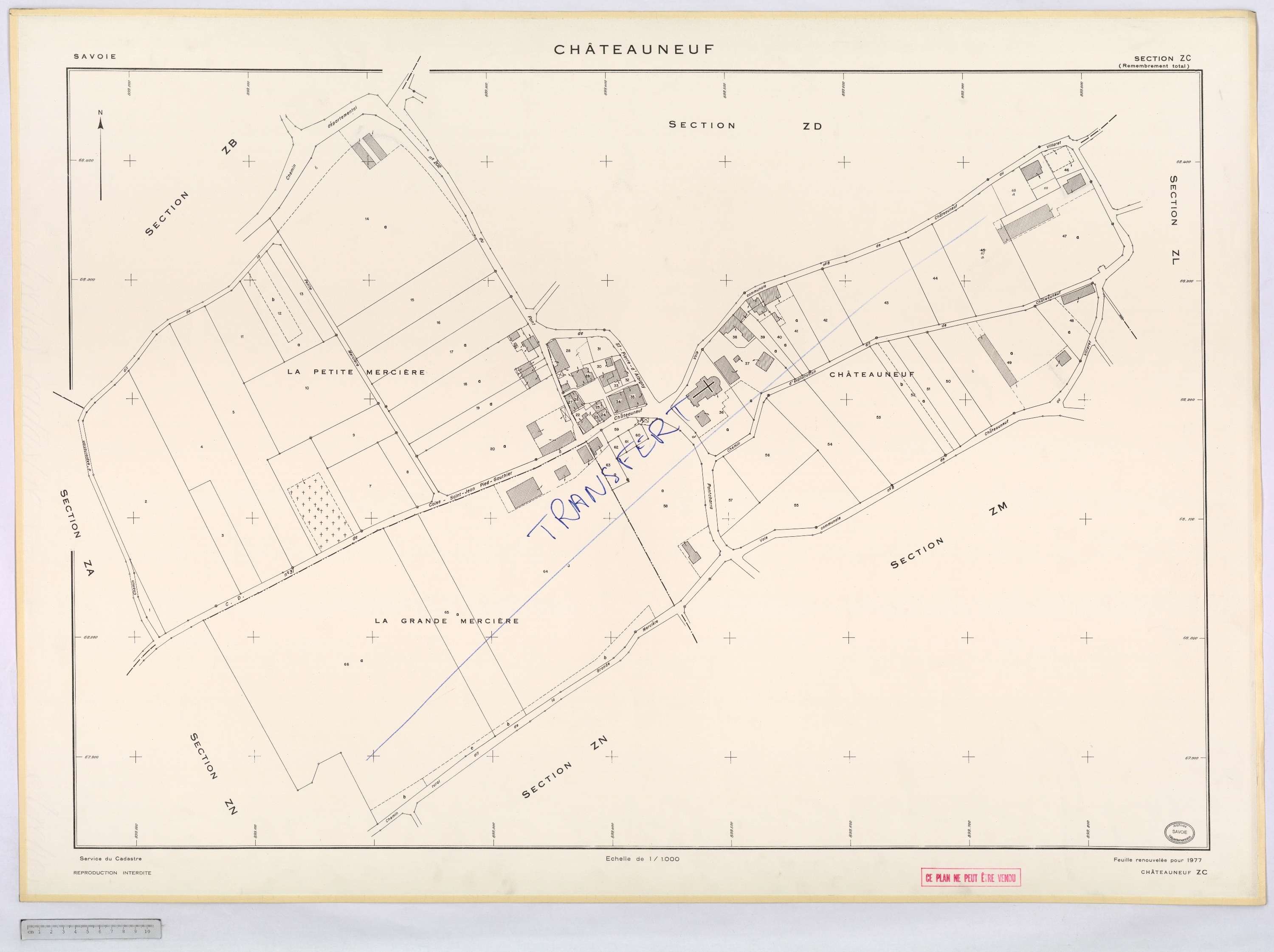 Châteauneuf - Cadastre remembré, version définitive (1977).
