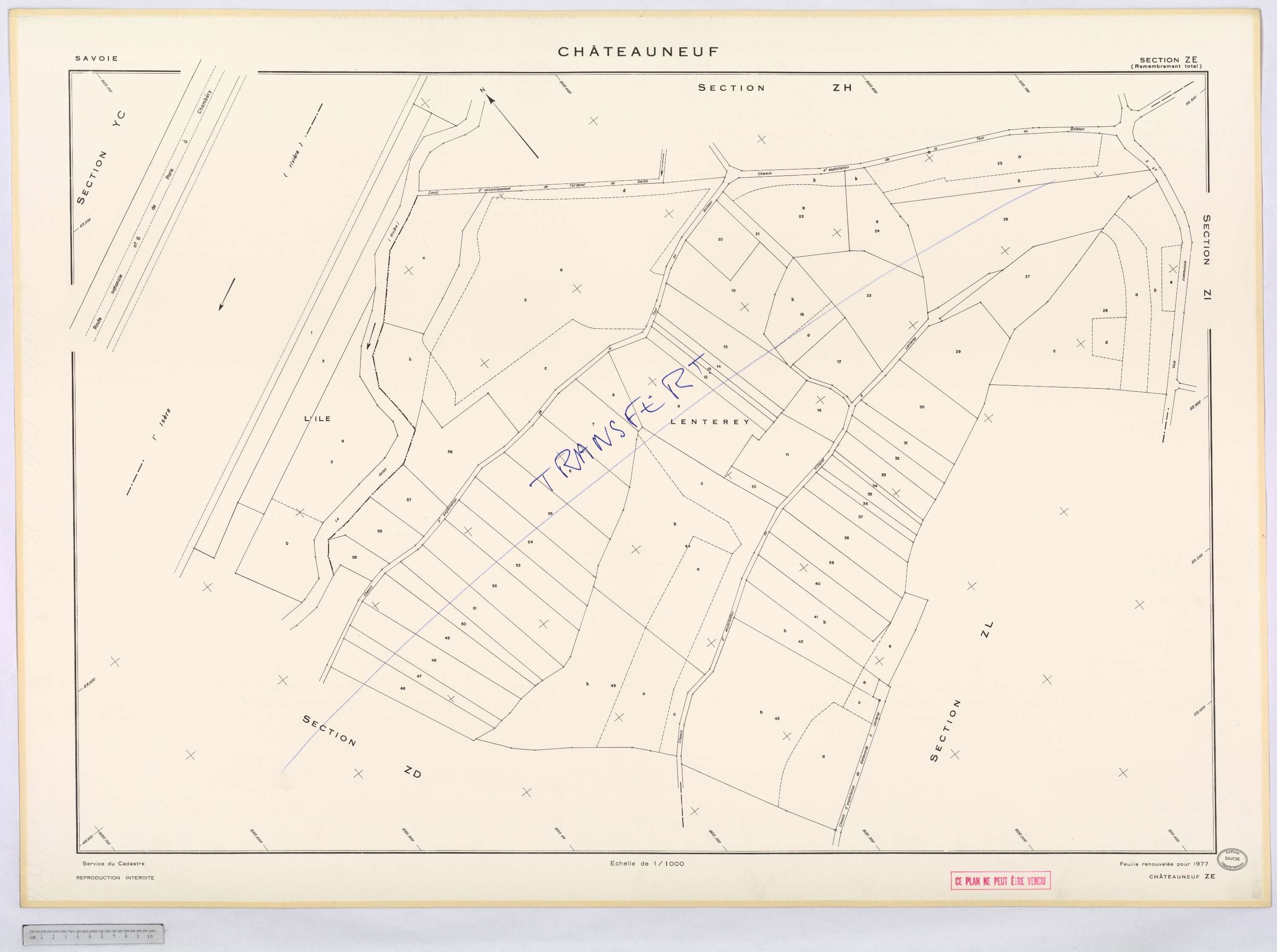 Châteauneuf - Cadastre remembré, version définitive (1977).