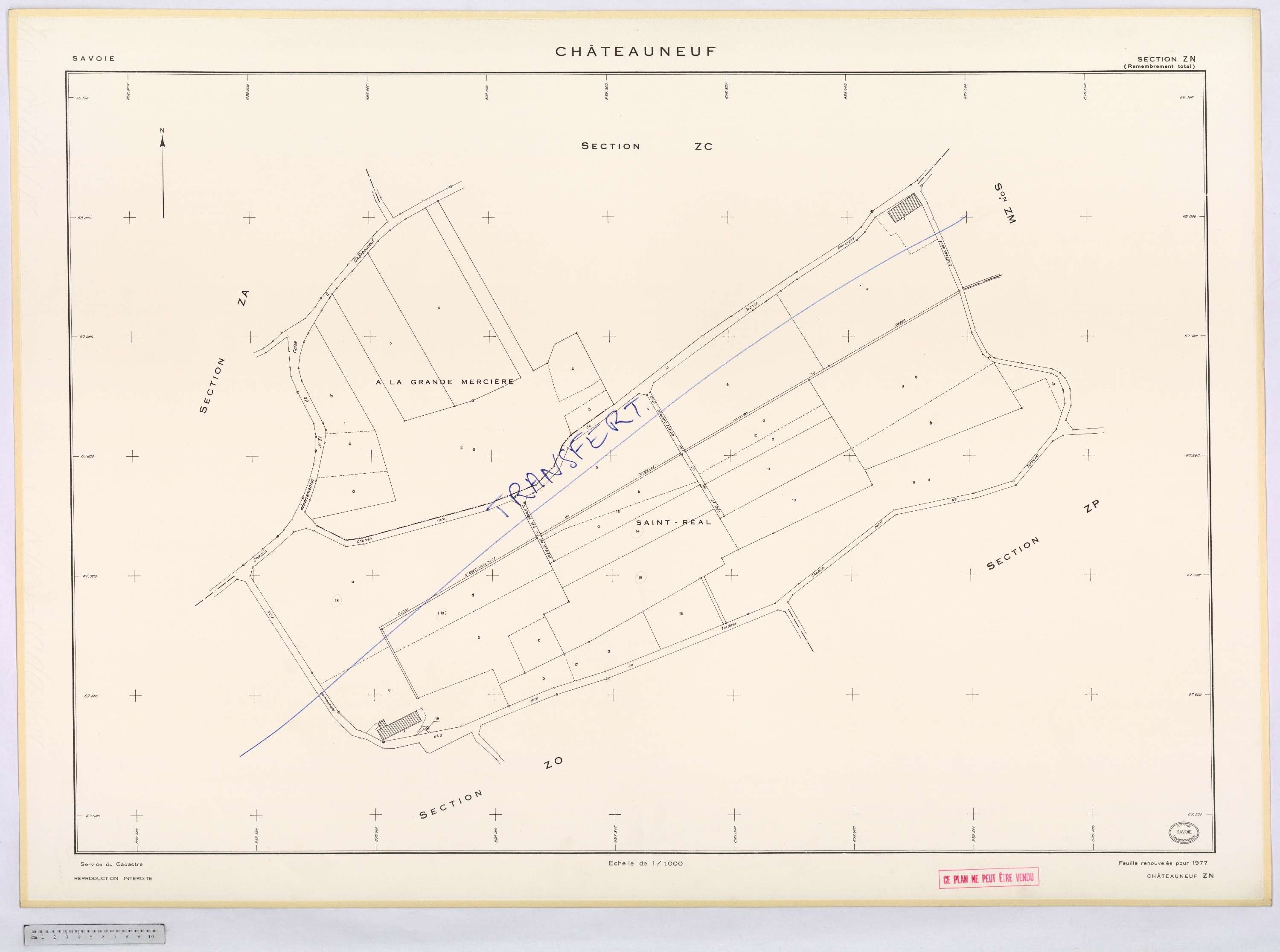 Châteauneuf - Cadastre remembré, version définitive (1977).