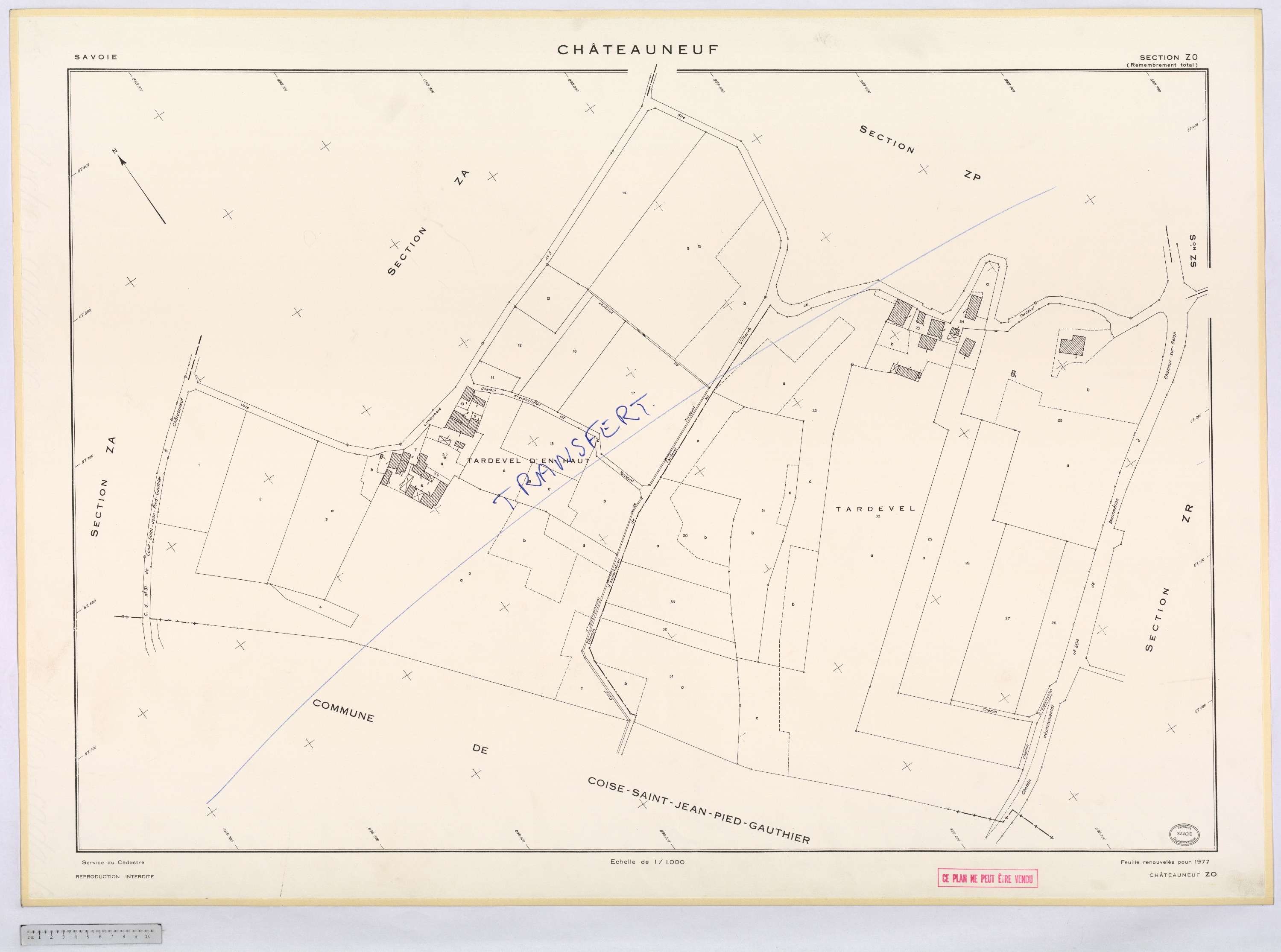 Châteauneuf - Cadastre remembré, version définitive (1977).