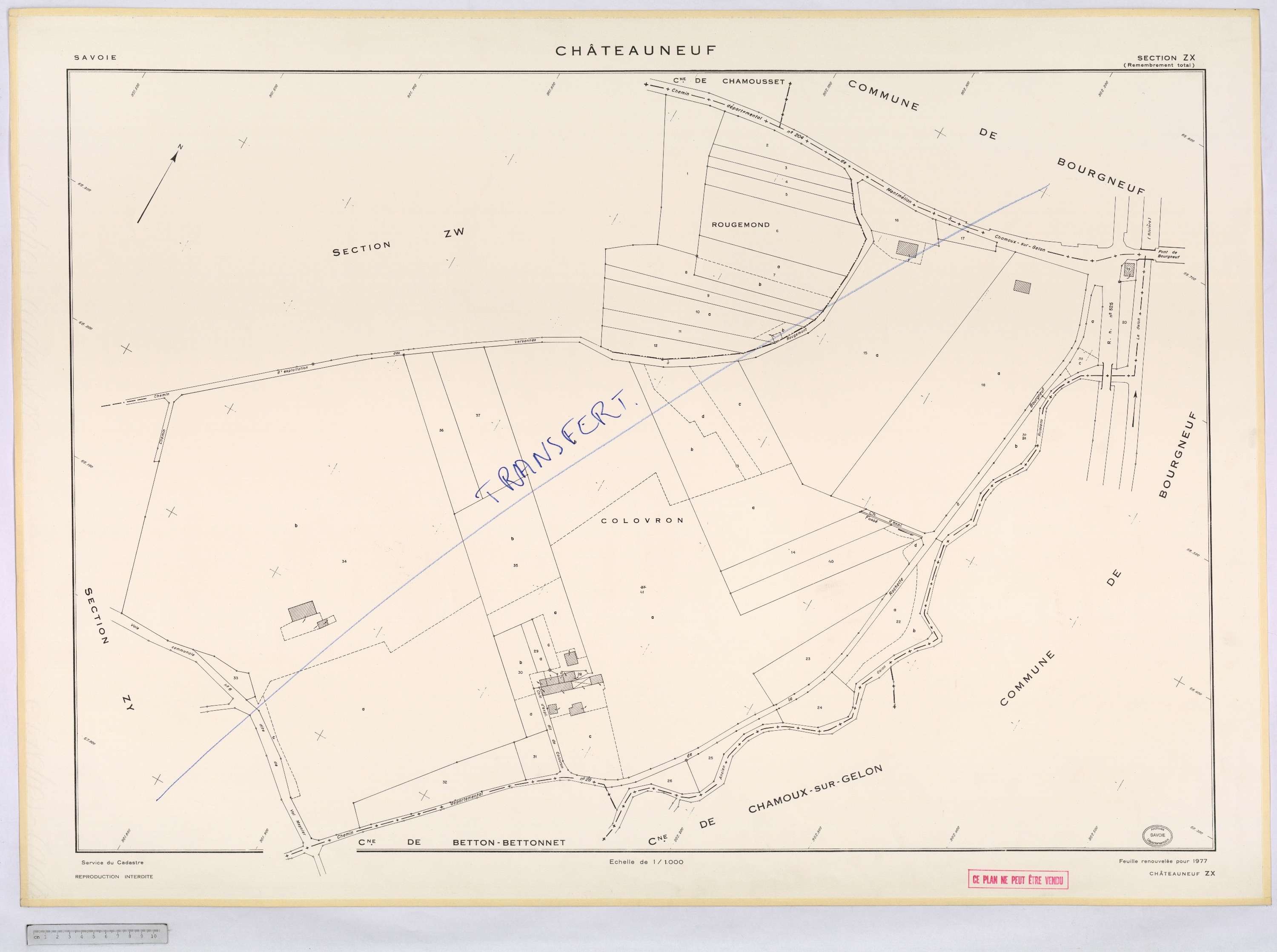 Châteauneuf - Cadastre remembré, version définitive (1977).