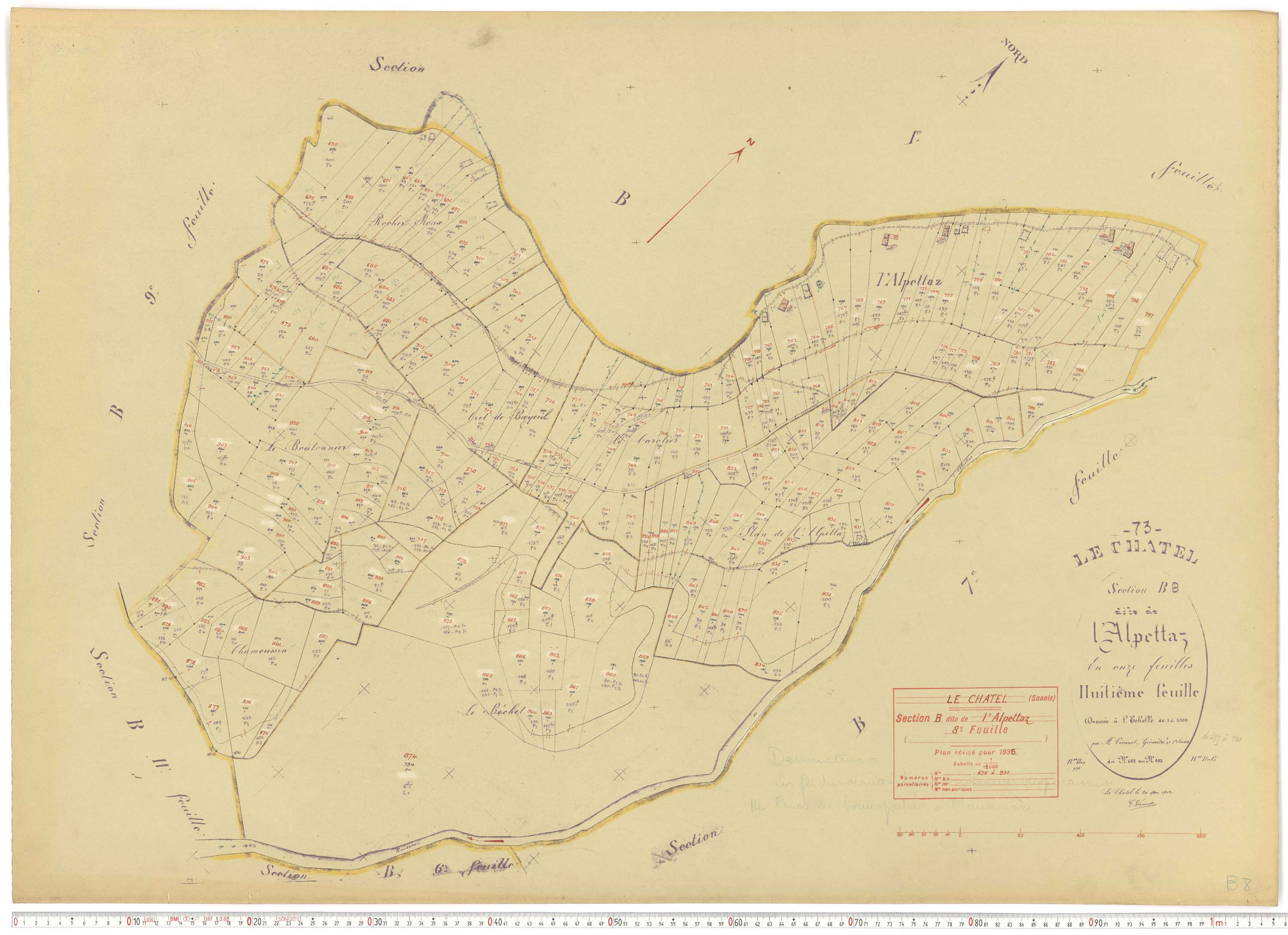 Le Châtel - Plans cadastraux du cadastre rénové.