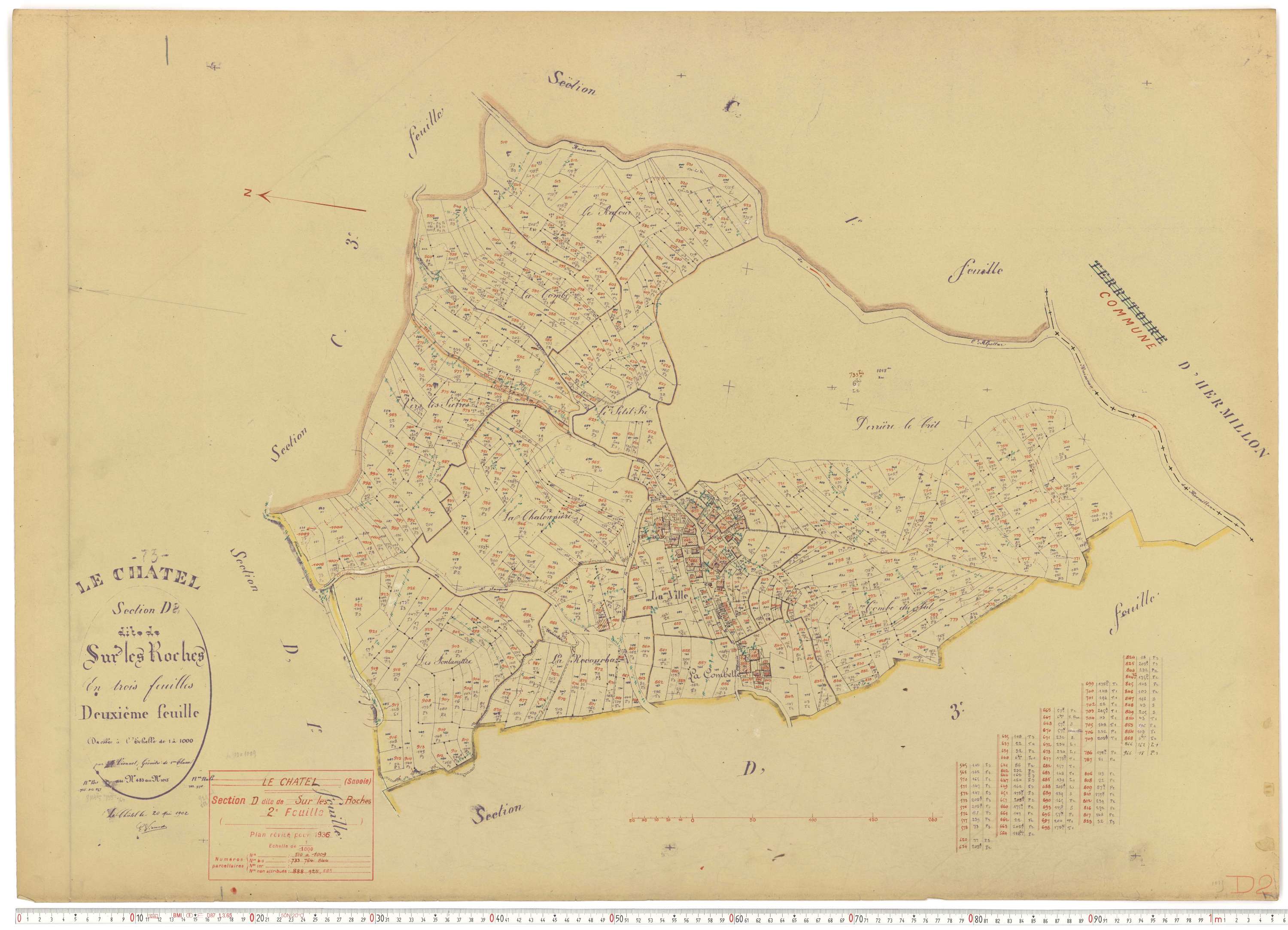 Le Châtel - Plans cadastraux du cadastre rénové.