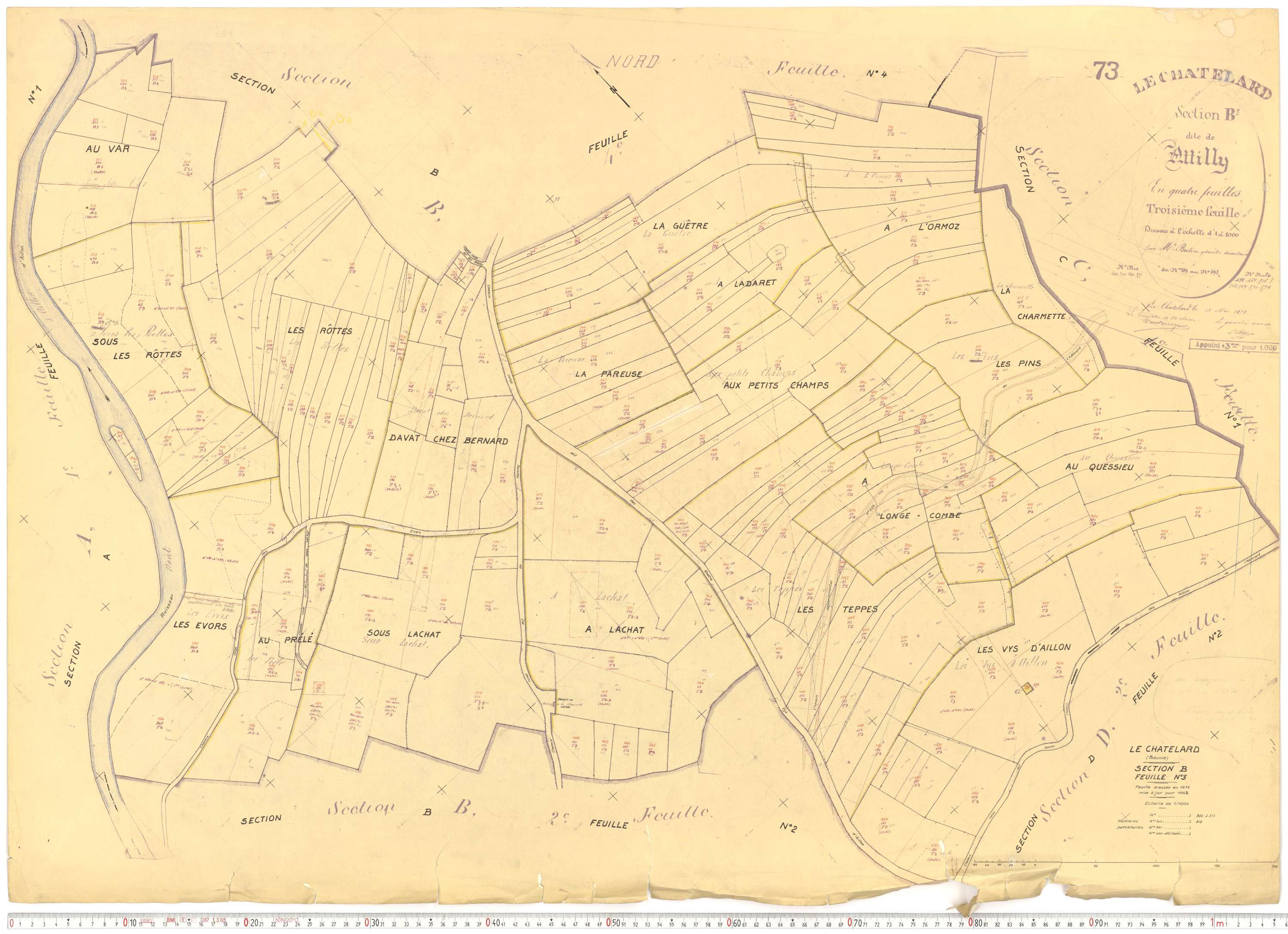Le Châtelard - Cadastre rénové, version de travail (1962).