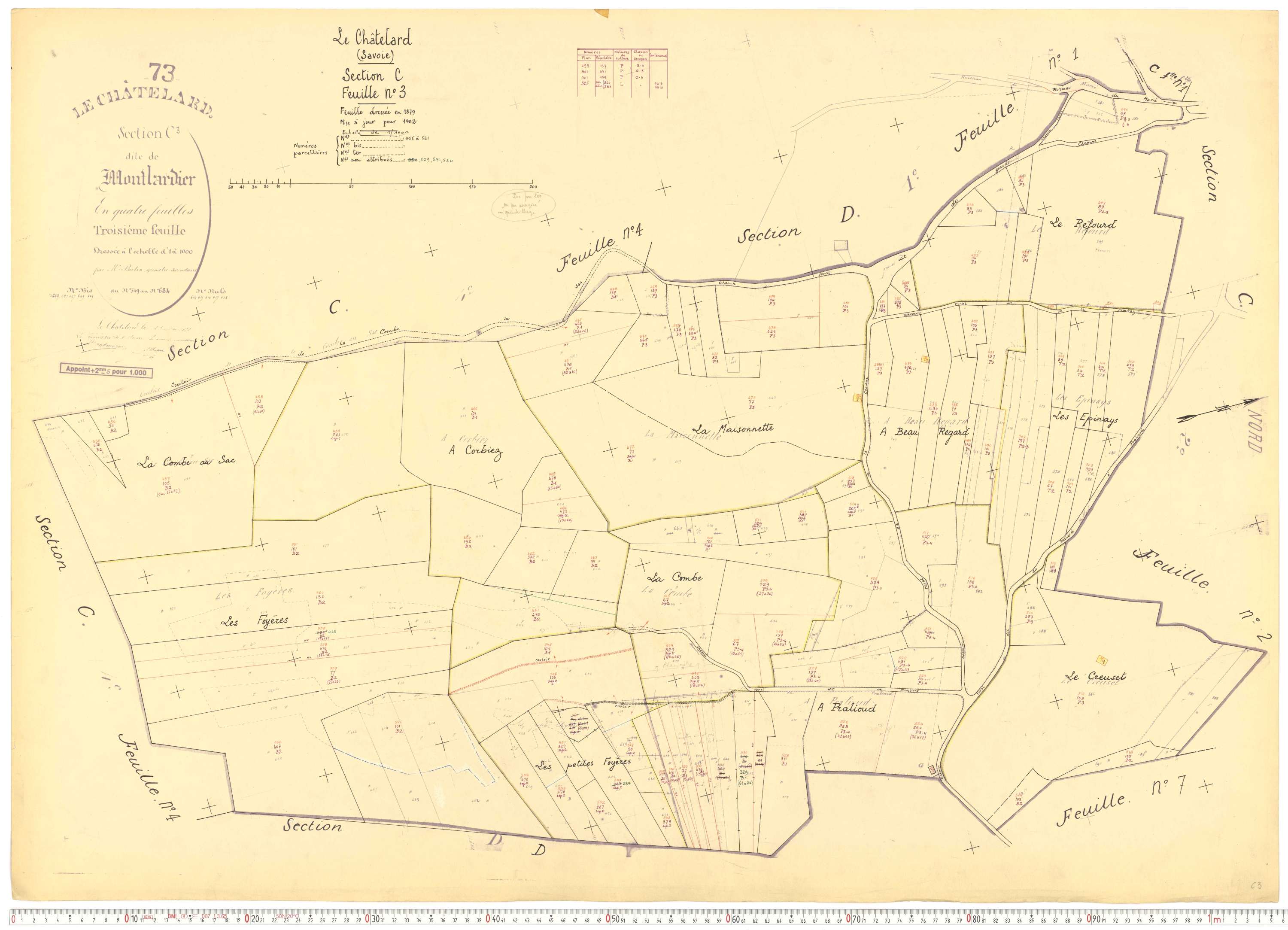 Le Châtelard - Cadastre rénové, version de travail (1962).
