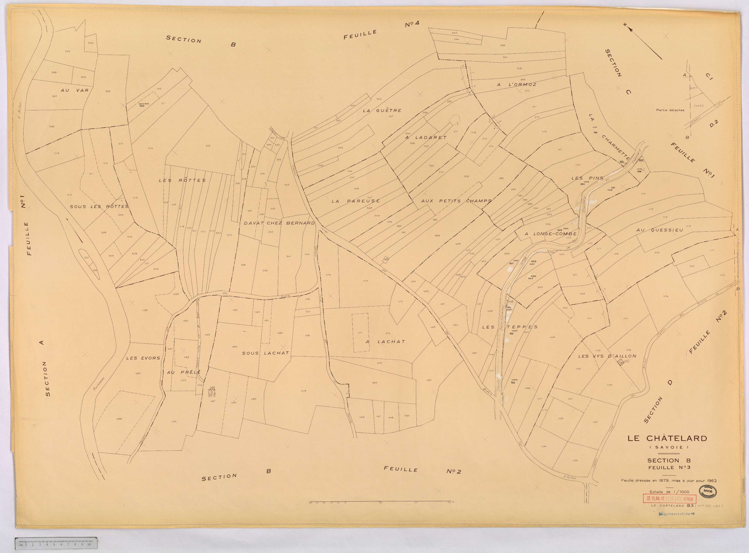Le Châtelard - Cadastre rénové, version définitive (1962).