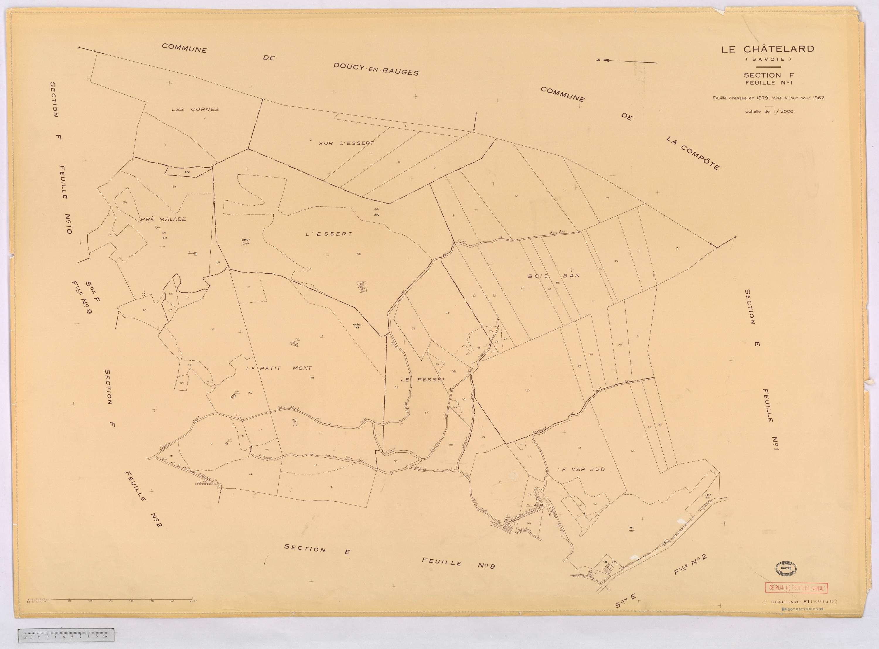 Le Châtelard - Cadastre rénové, version définitive (1962).