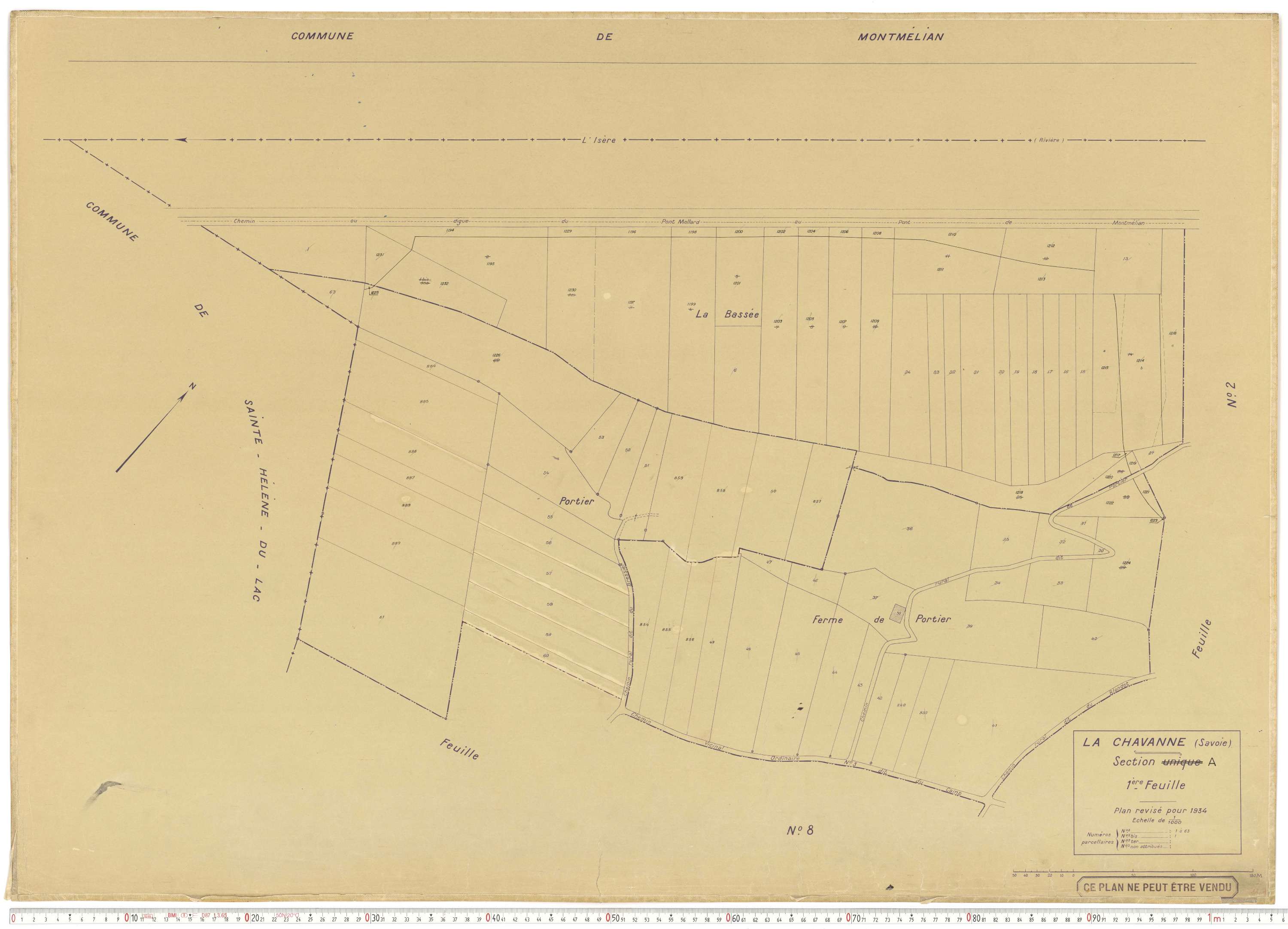 La Chavanne - Plans cadastraux du cadastre rénové en 1934 et mis à jour en 1988.