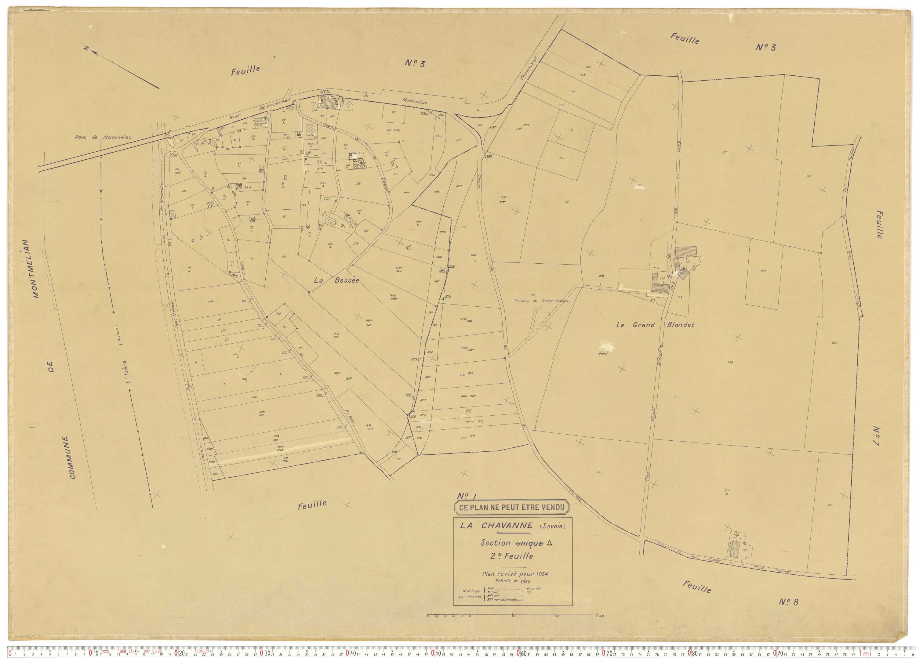 La Chavanne - Plans cadastraux du cadastre rénové en 1934 et mis à jour en 1988.