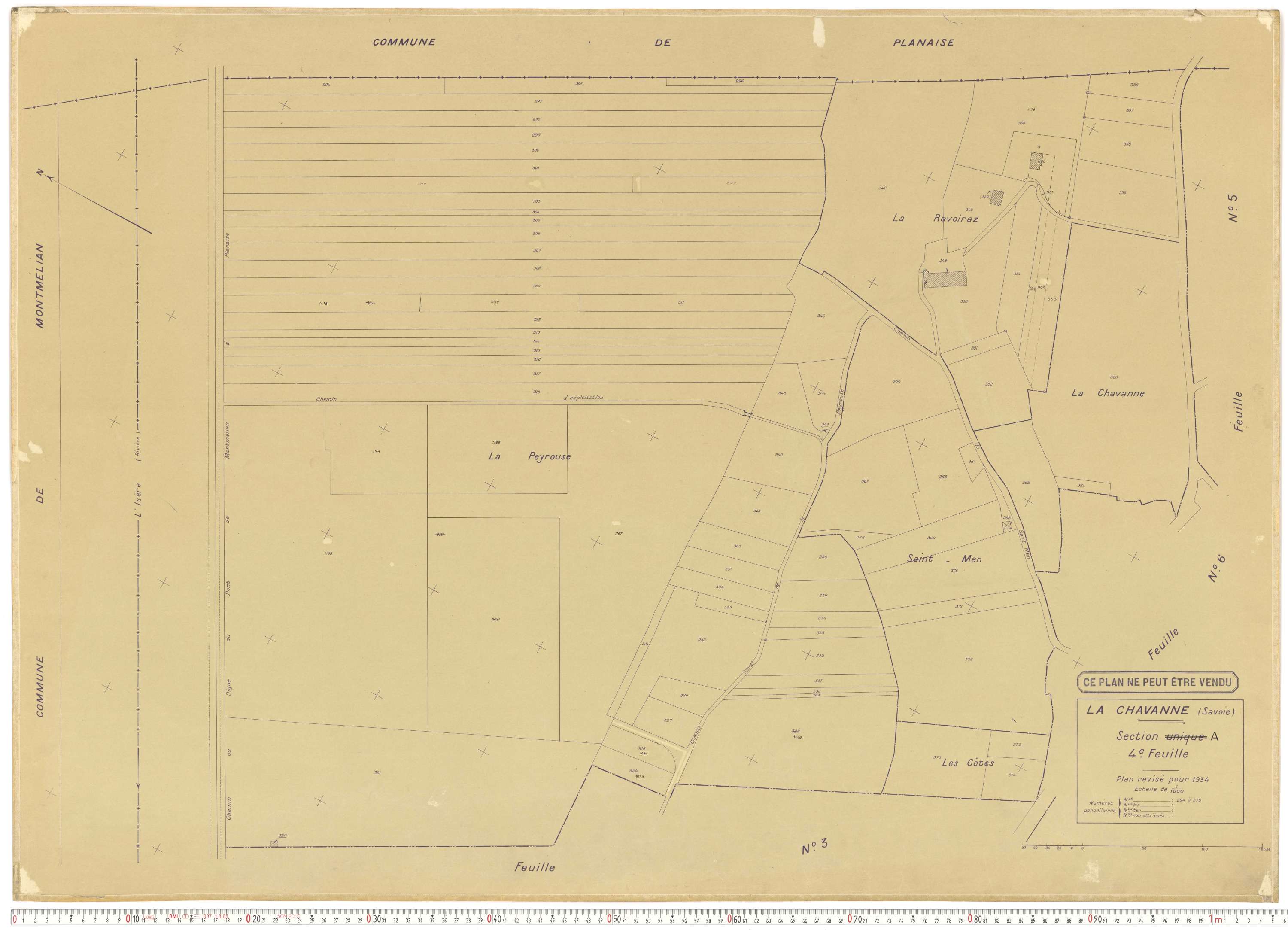 La Chavanne - Plans cadastraux du cadastre rénové en 1934 et mis à jour en 1988.