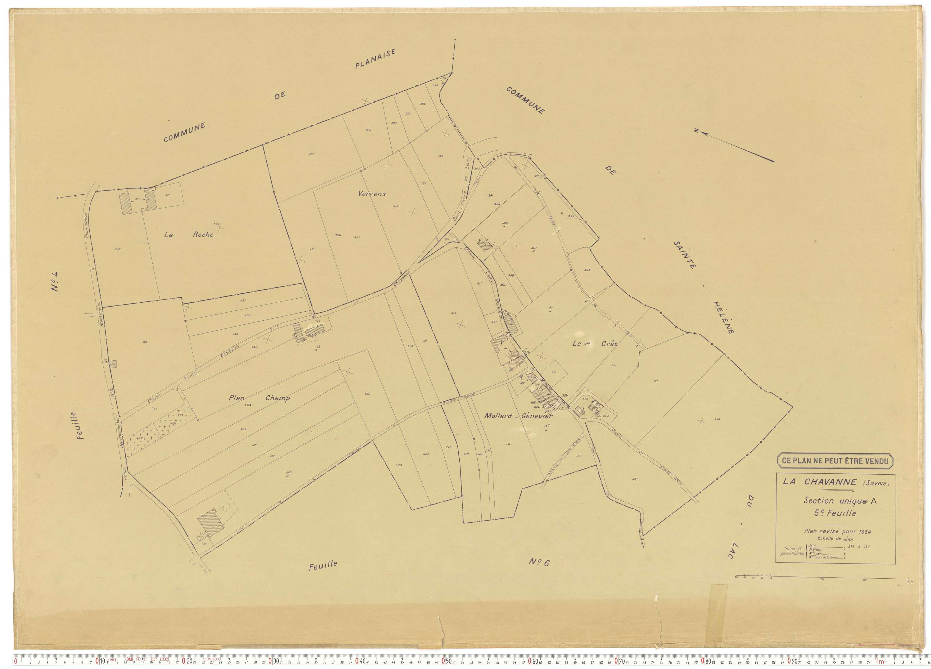 La Chavanne - Plans cadastraux du cadastre rénové en 1934 et mis à jour en 1988.