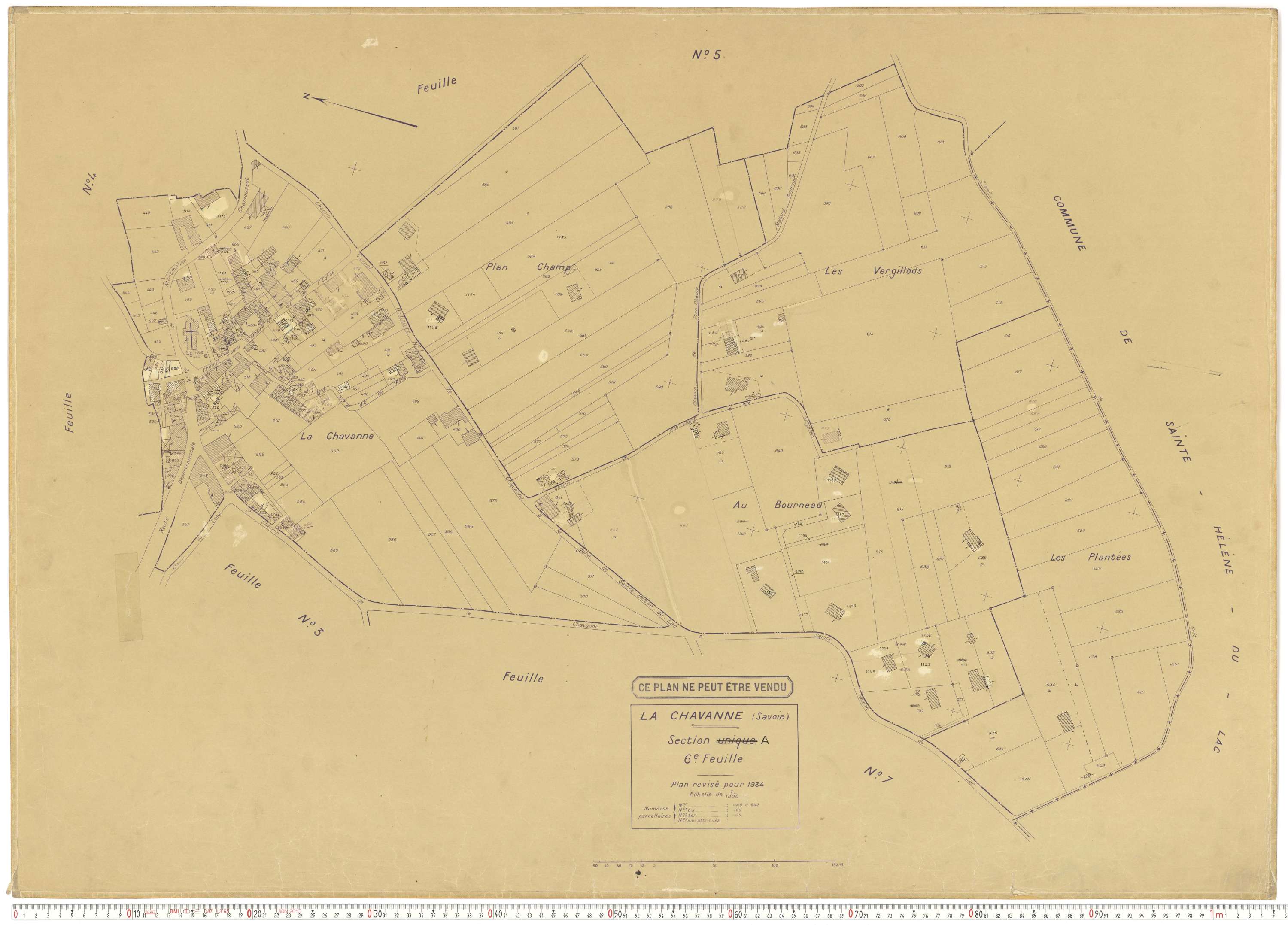 La Chavanne - Plans cadastraux du cadastre rénové en 1934 et mis à jour en 1988.