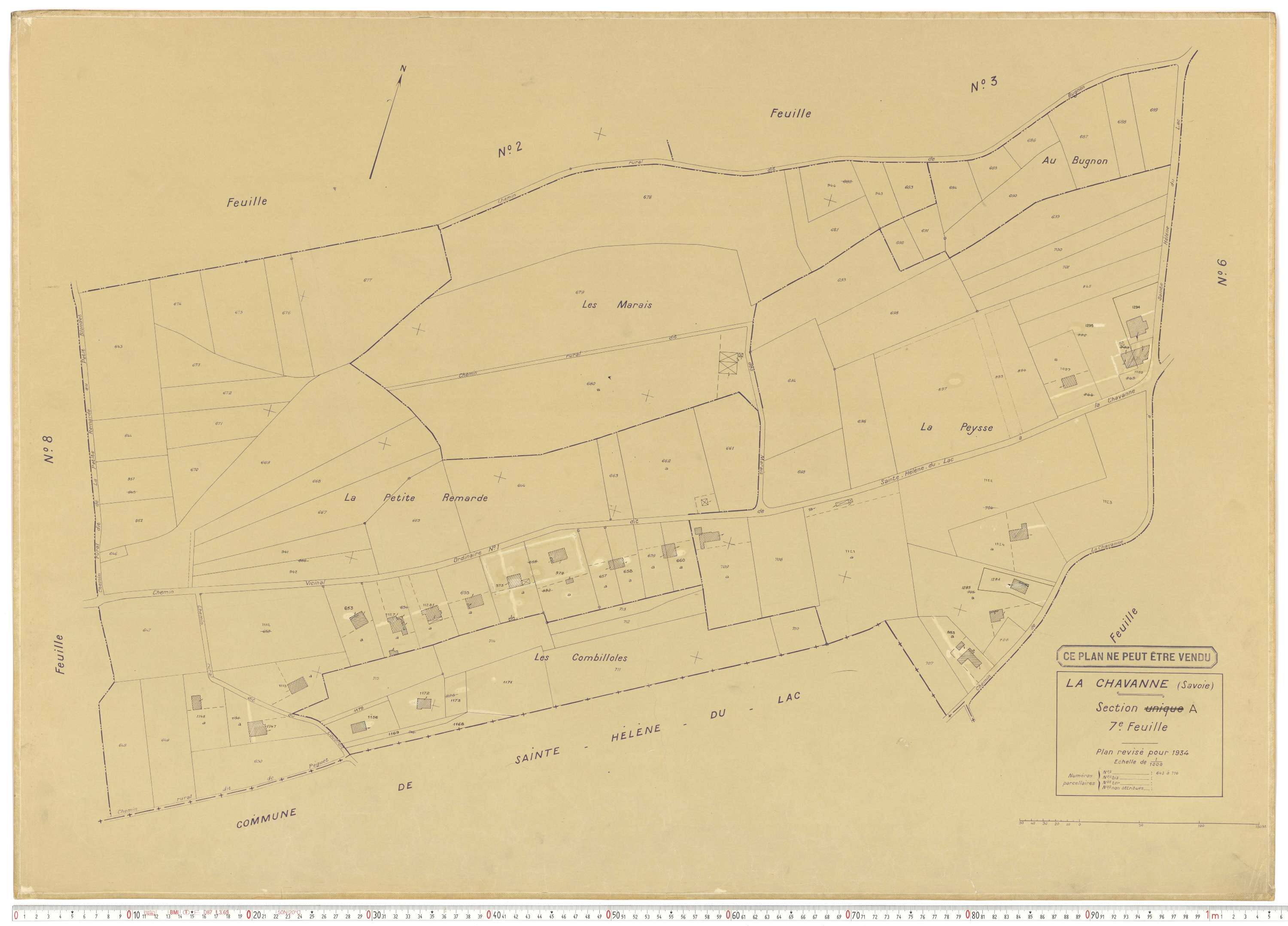 La Chavanne - Plans cadastraux du cadastre rénové en 1934 et mis à jour en 1988.