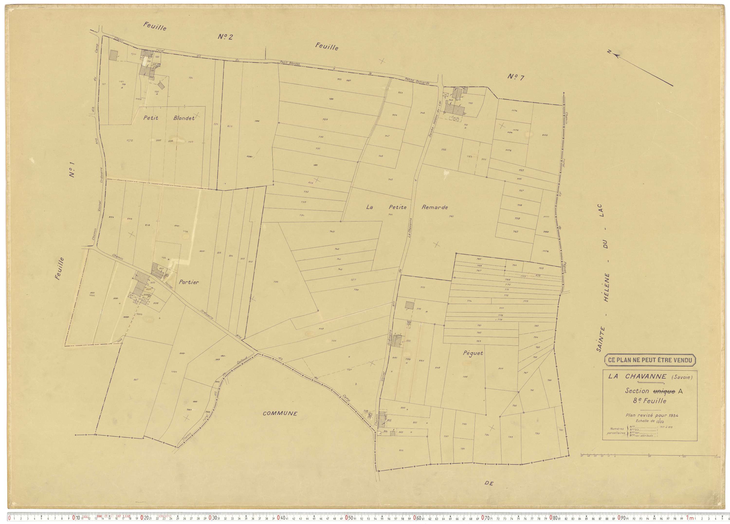 La Chavanne - Plans cadastraux du cadastre rénové en 1934 et mis à jour en 1988.
